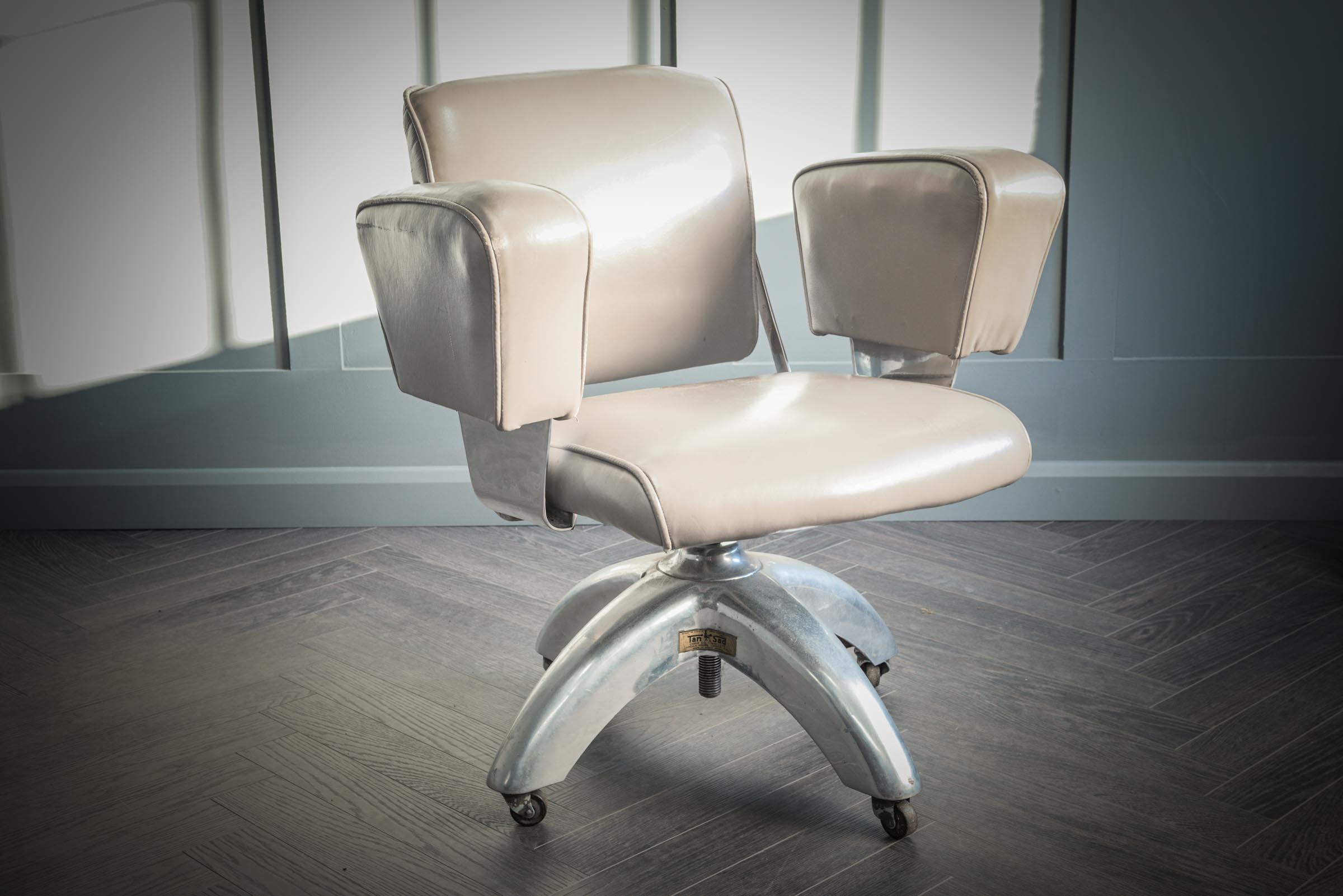Chaise de bureau Tansad Modèle De Luxe en cuir gris V.26 en vente 4
