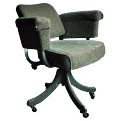 Antique Tansad Office Chair in Original Green Boucle Upholstery