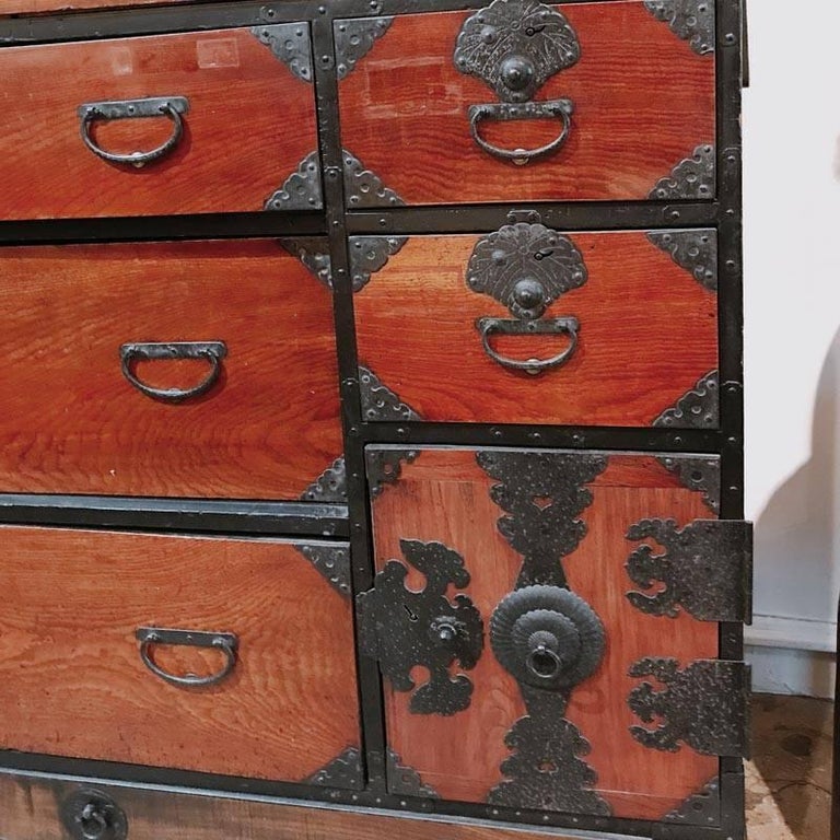 Japanese Cedar / Elm Tansu, Edo Period, Mid18th Century For Sale at