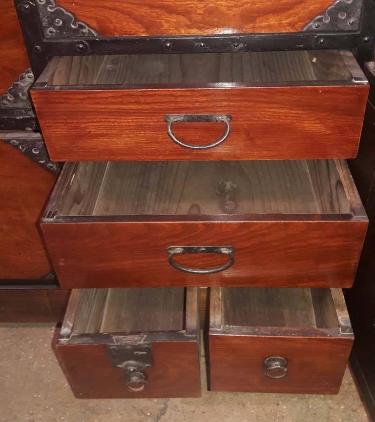 Japanese Cedar / Elm Tansu, Edo Period, Mid18th Century For Sale at
