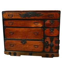 Japanese Cedar Tansu Chest, Edo Period, Mid-18th Century