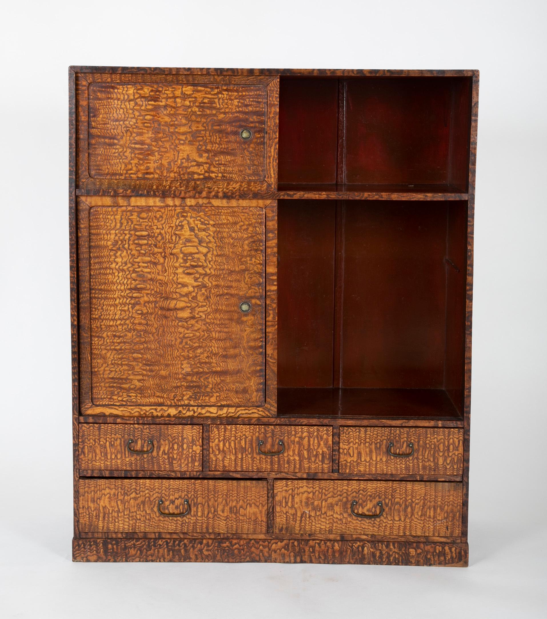 Japanese Tansu in Elm Wood Case Cabinet