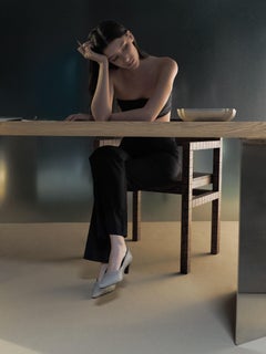 Tantal Dining Table in Wood Veneer and Stainless Steel by Marlot Baus