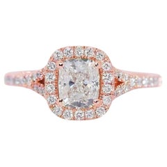 Tantalizing 18K Rose Gold Pave Natural Diamond Ring with 1.385ct - GIA Certified