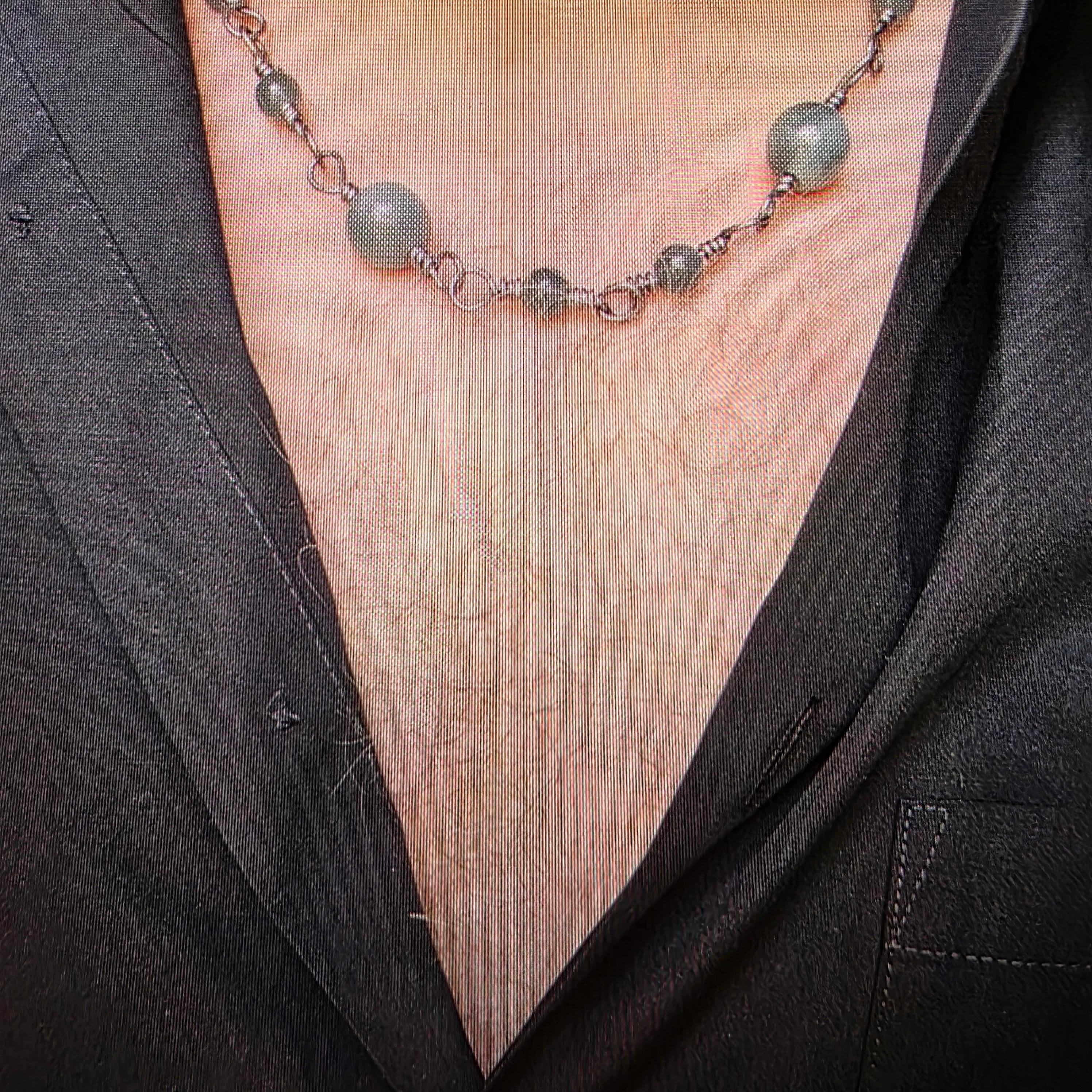 Bead Tantalum & Jadeite Necklace & Bracelet Set
