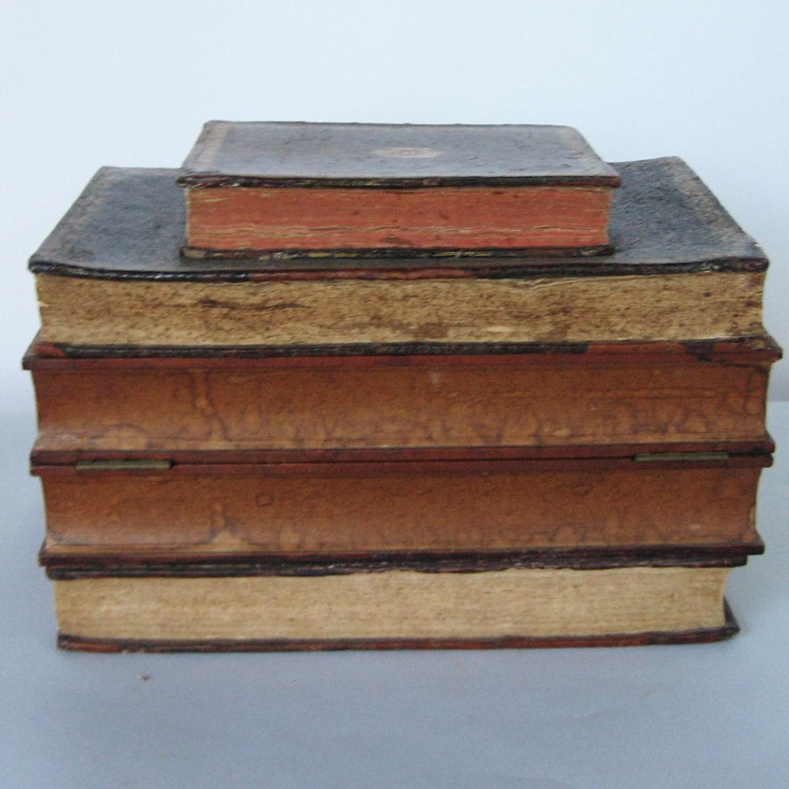 Tantalus Box of Stacked 19th Century Books For Sale 2