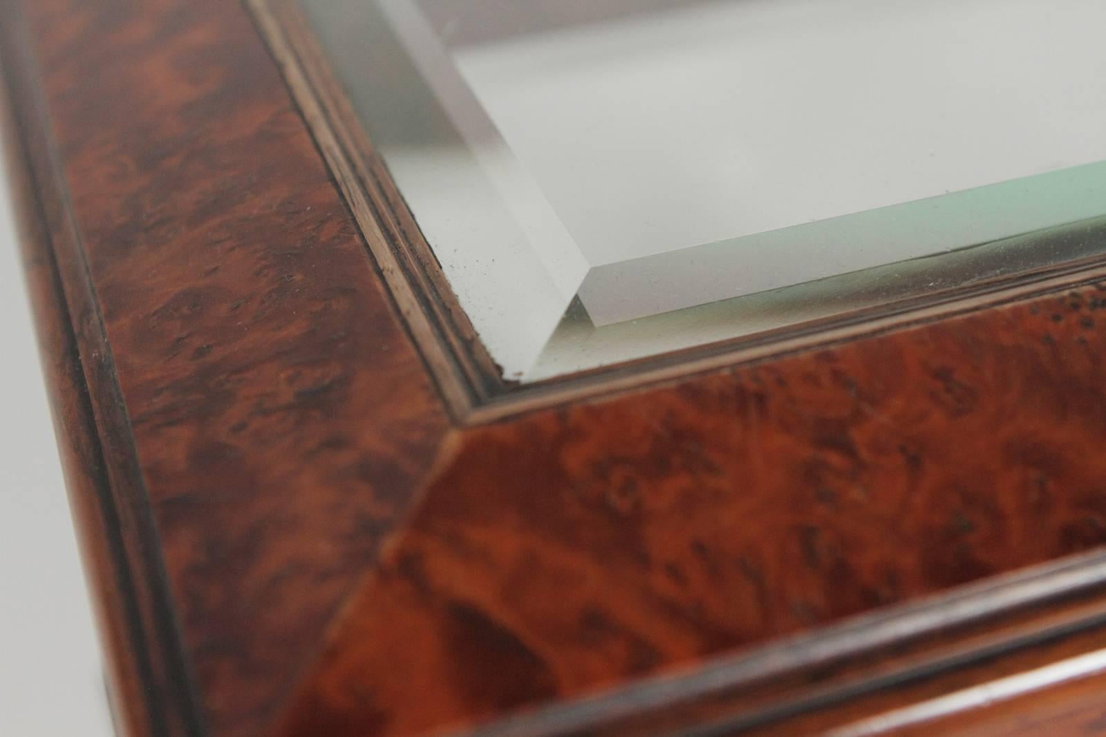 Tantalus Box with Beveled Glass Panels with Decanters and Stemware 3