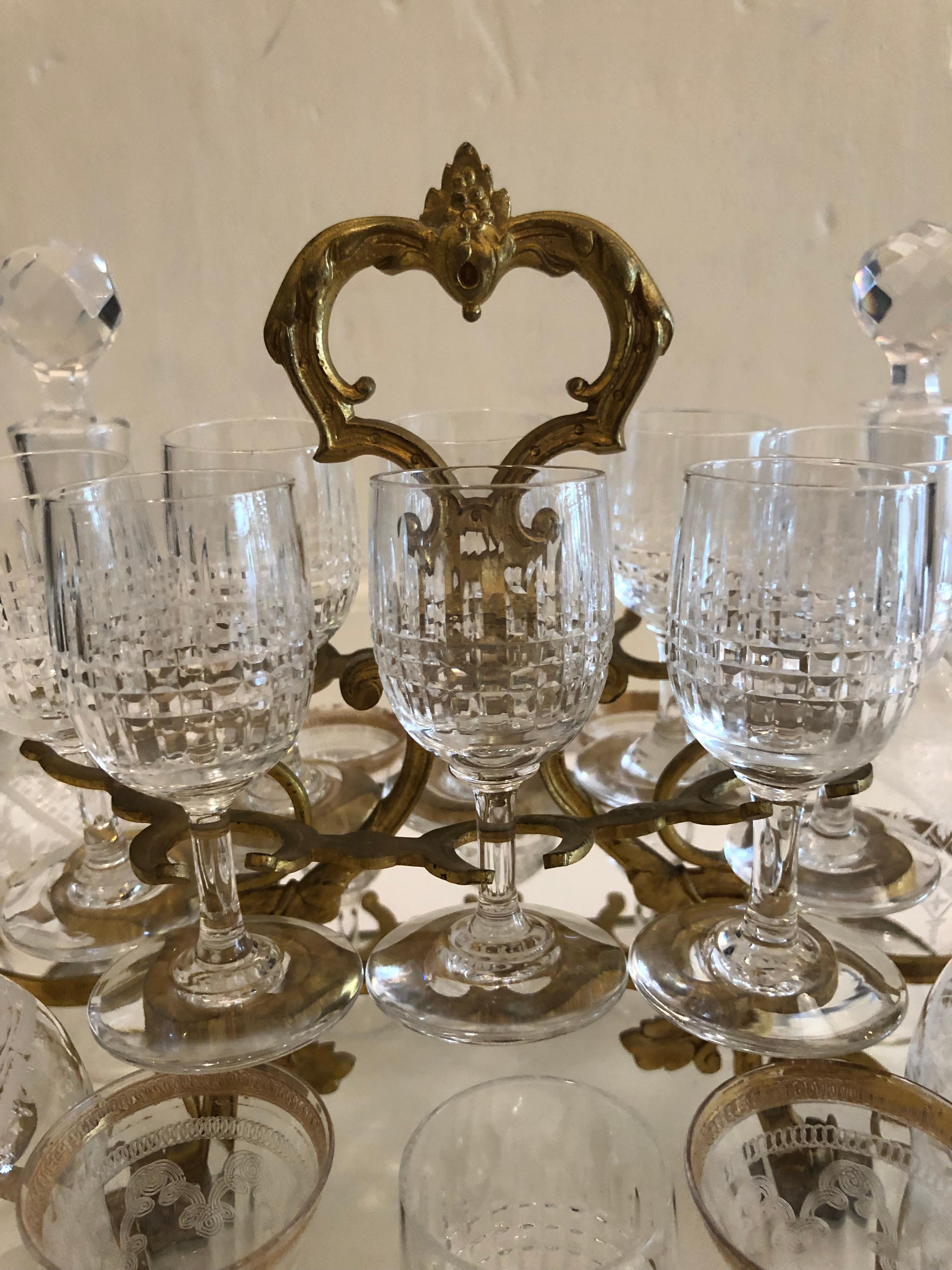 Hand-Crafted Tantalus Set with Baccarat Glasses For Sale