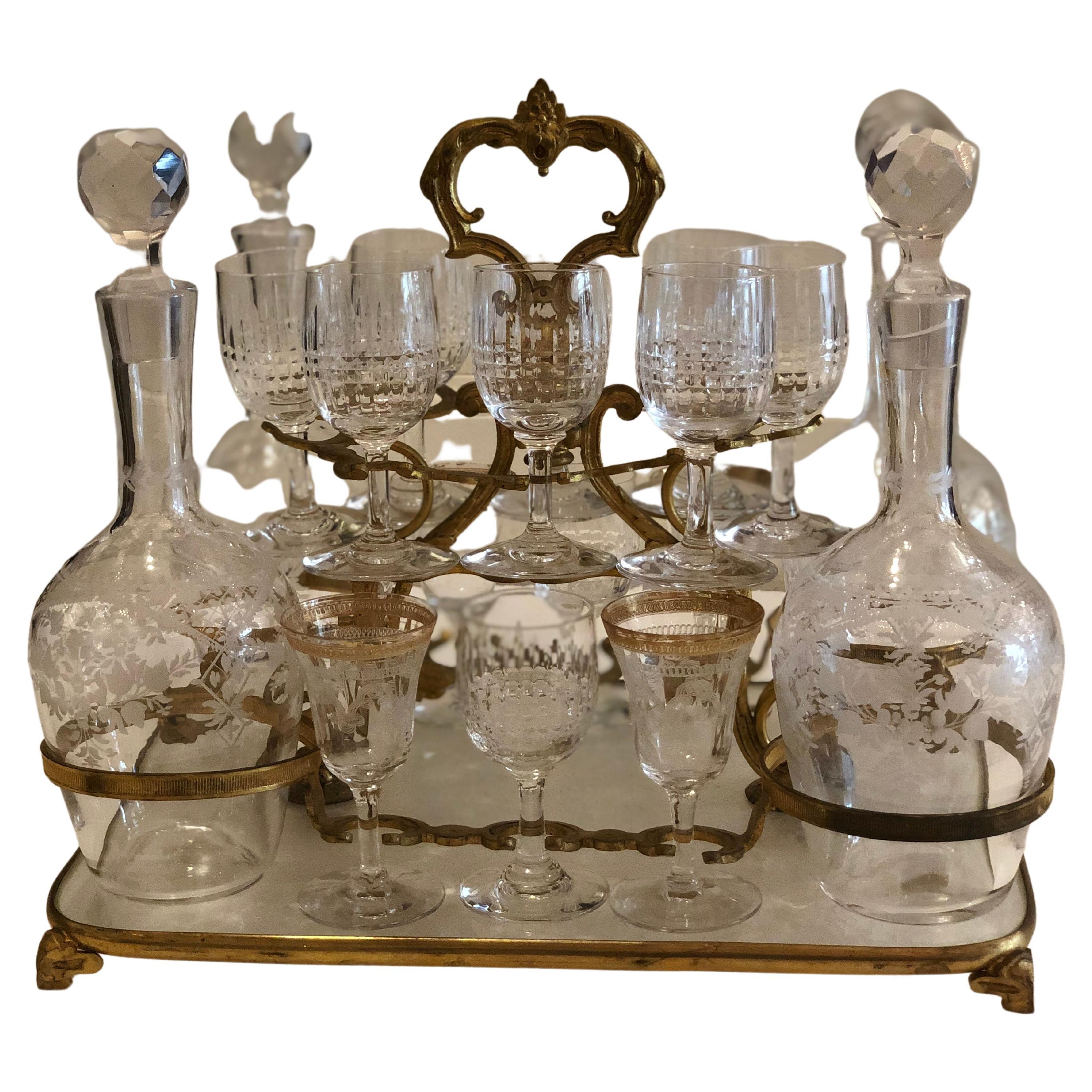 Tantalus Set with Baccarat Glasses For Sale