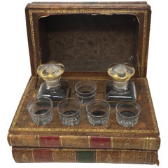 Vintage Tantalus with Bottles and Glasses