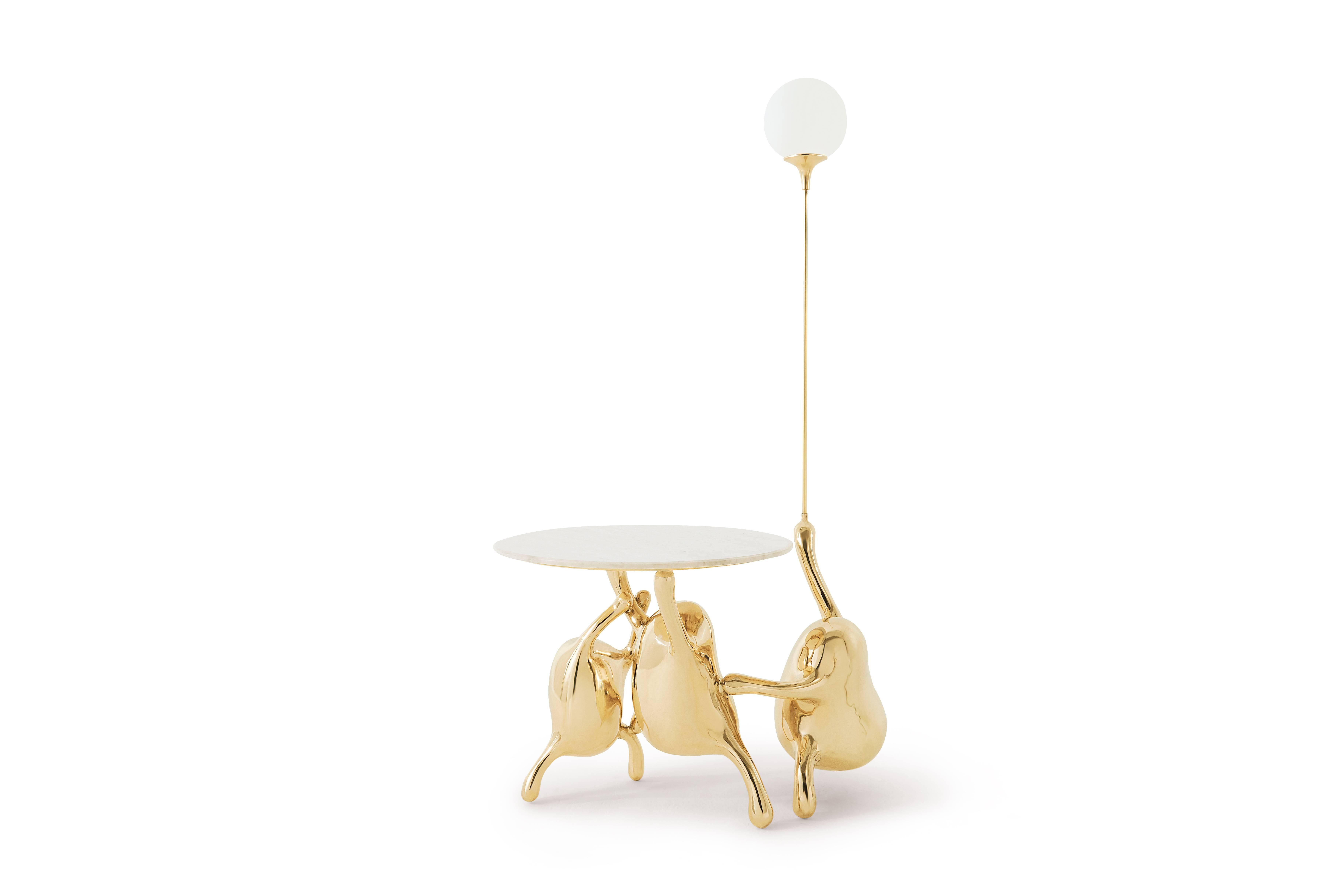 Chinois Table d'appoint Tantan avec lampe, bâton de lampe réglable en vente