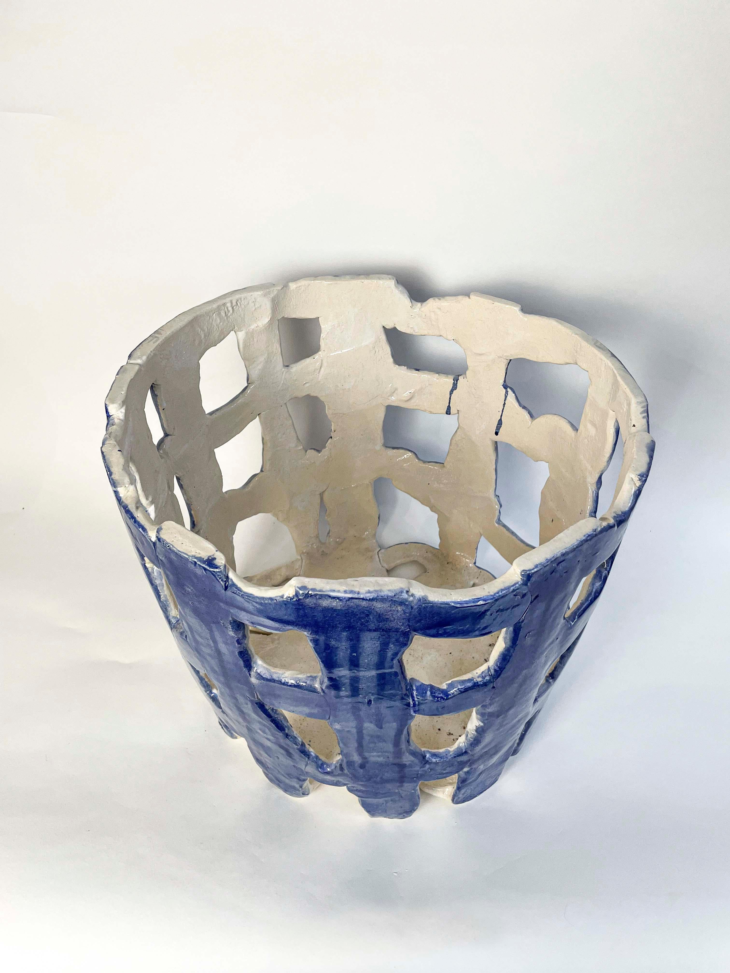 German Unique CortoMagDelft ceramic basket For Sale