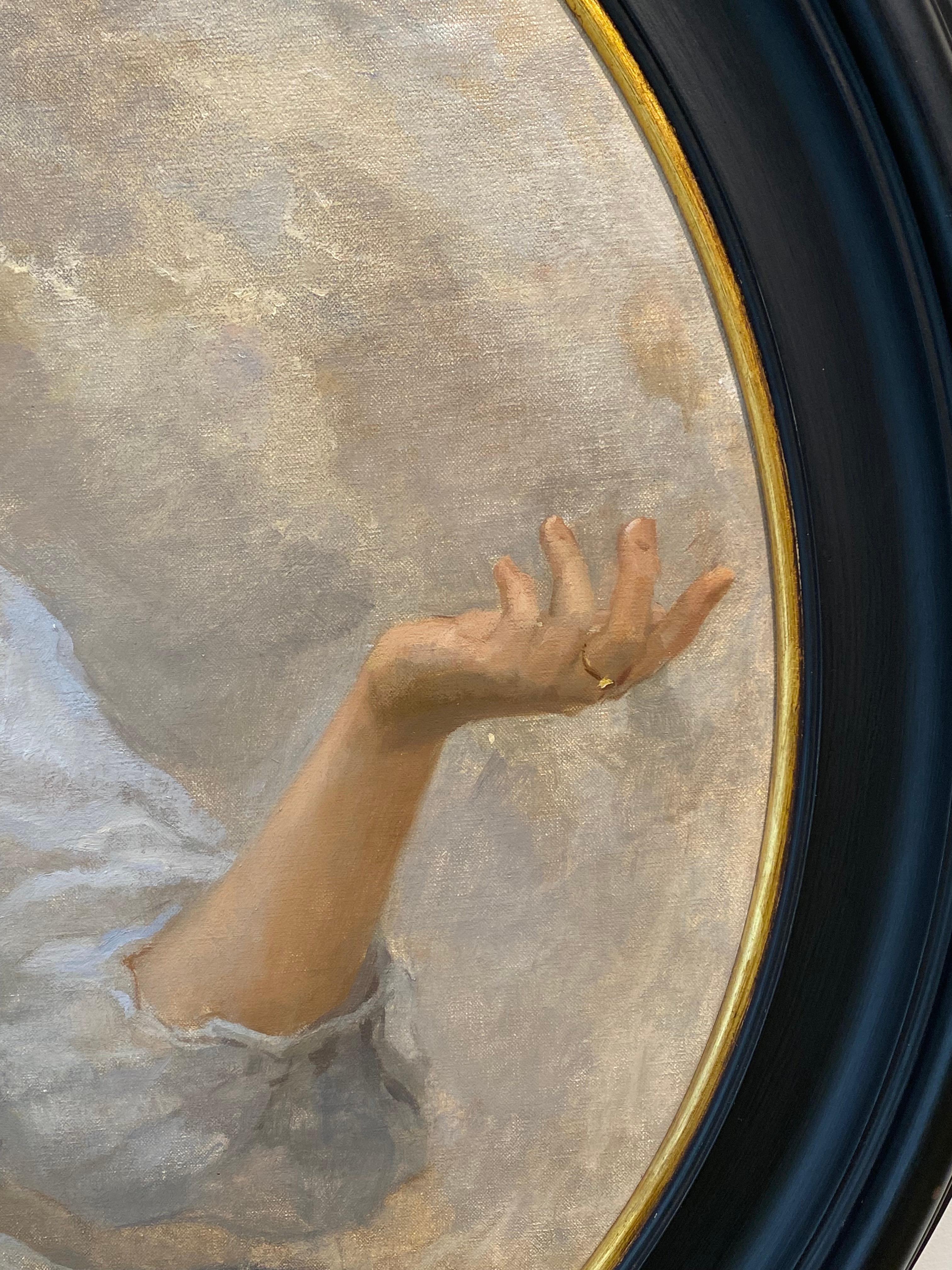 Luna, Ritratto classico contemporaneo del XXI secolo - Painting Romantico di Tanvi Pathare