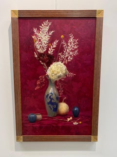 Pink, Silk & Blue China-21st Century Contemporary Classical Still-life Painting
