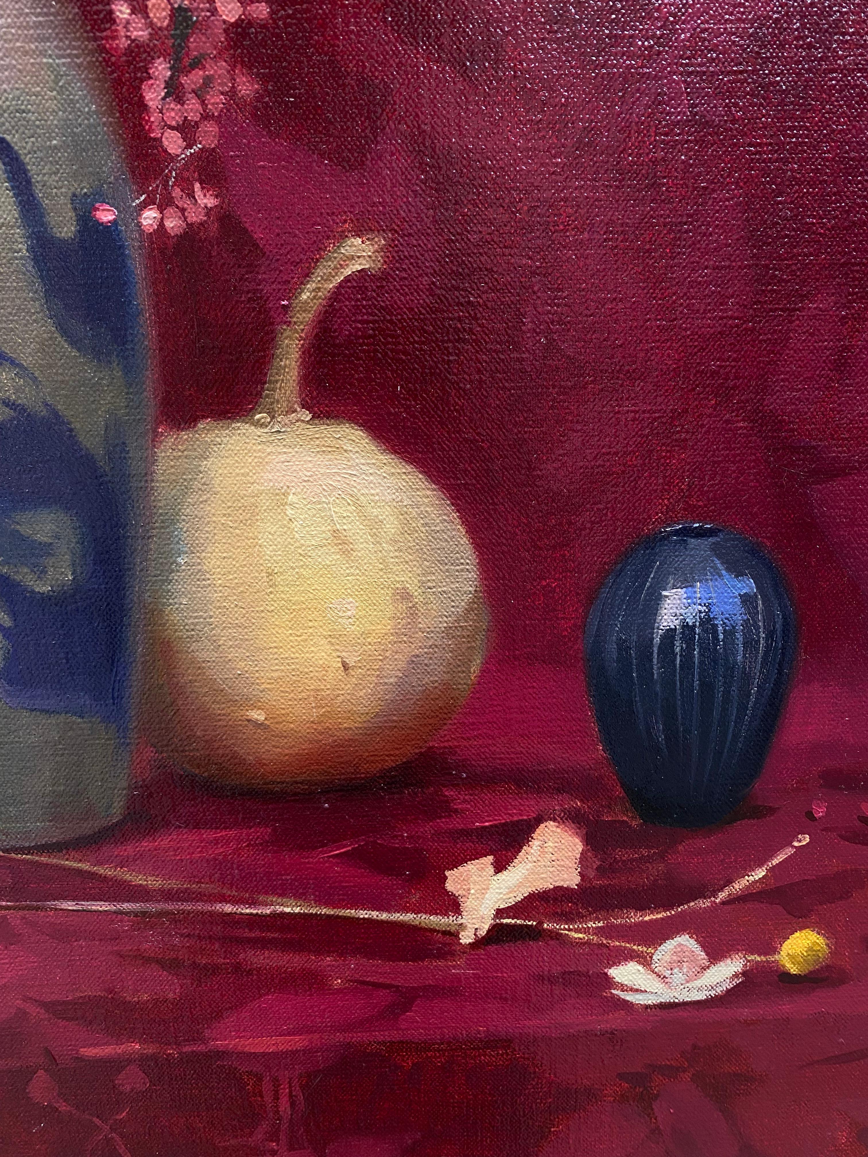 China rosa, seda y azul-Siglo XXI Pintura clásica contemporánea de bodegón en venta 2