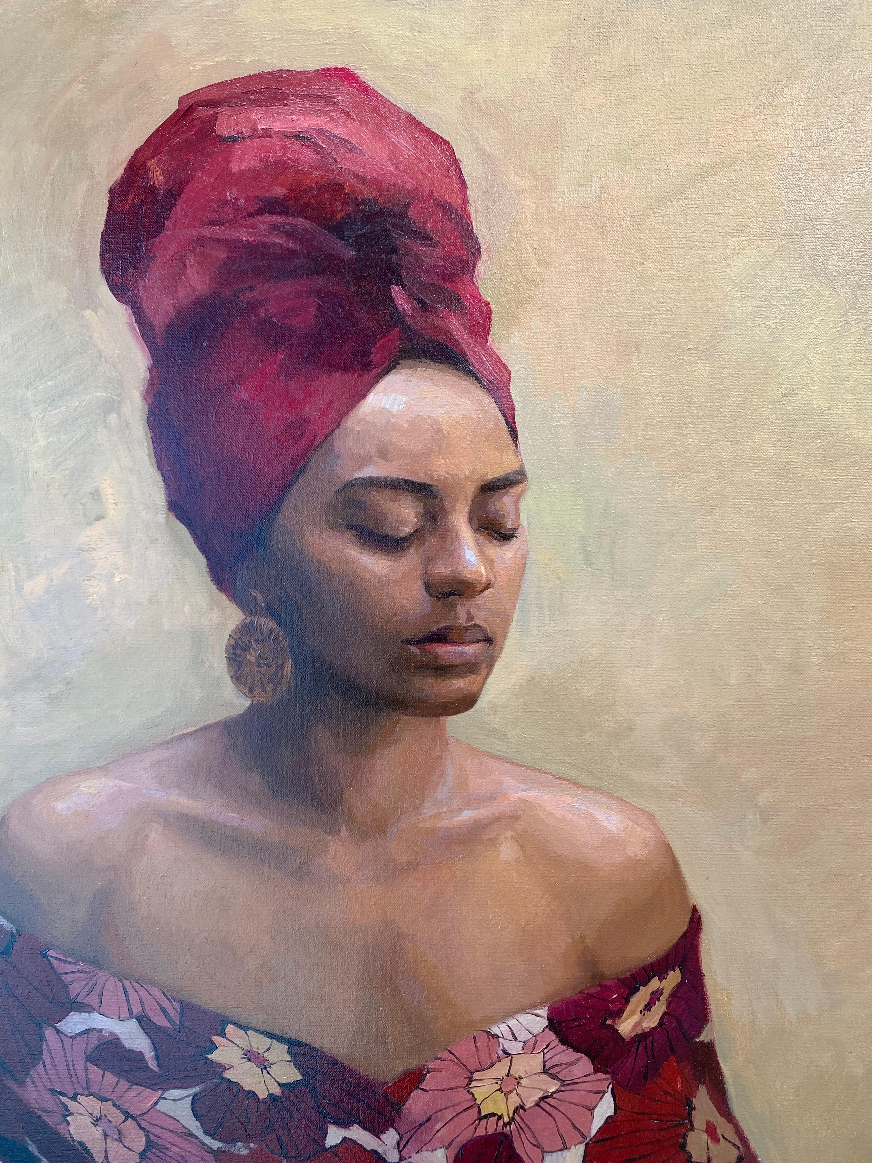 Portrait classique contemporain d'une femme du 21e siècle. - Romantique Painting par Tanvi Pathare