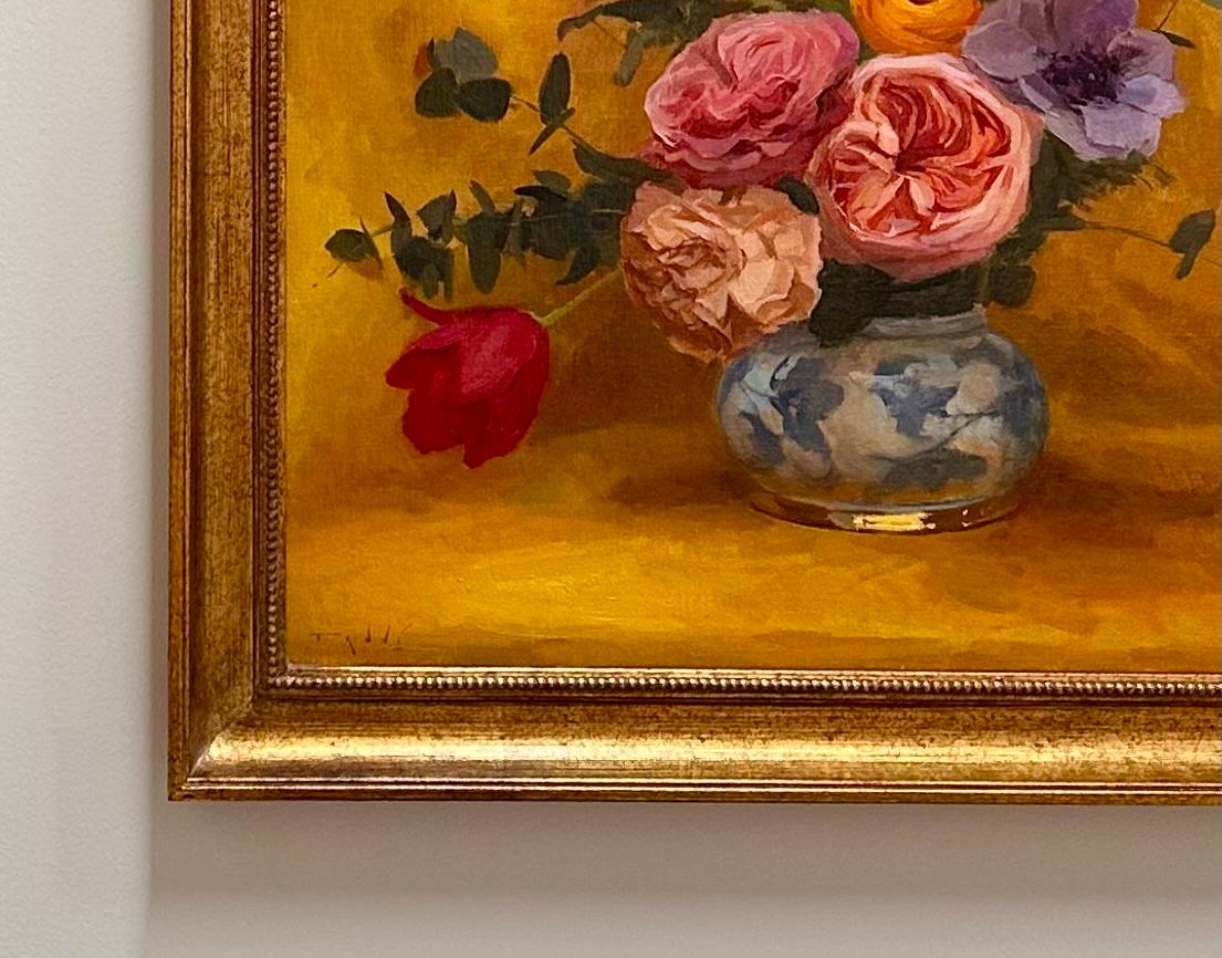 Yellow- 21st Century Contemporary Classical still life Painting of  Roses For Sale 1