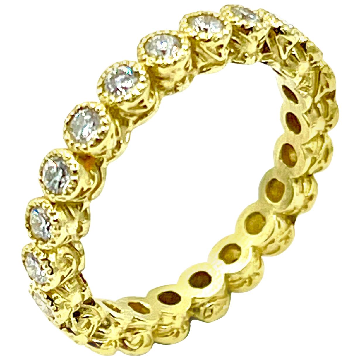 Tanya Farah 0.65 Carat Bezel Set 18 Karat Yellow Gold Diamond Eternity Ring