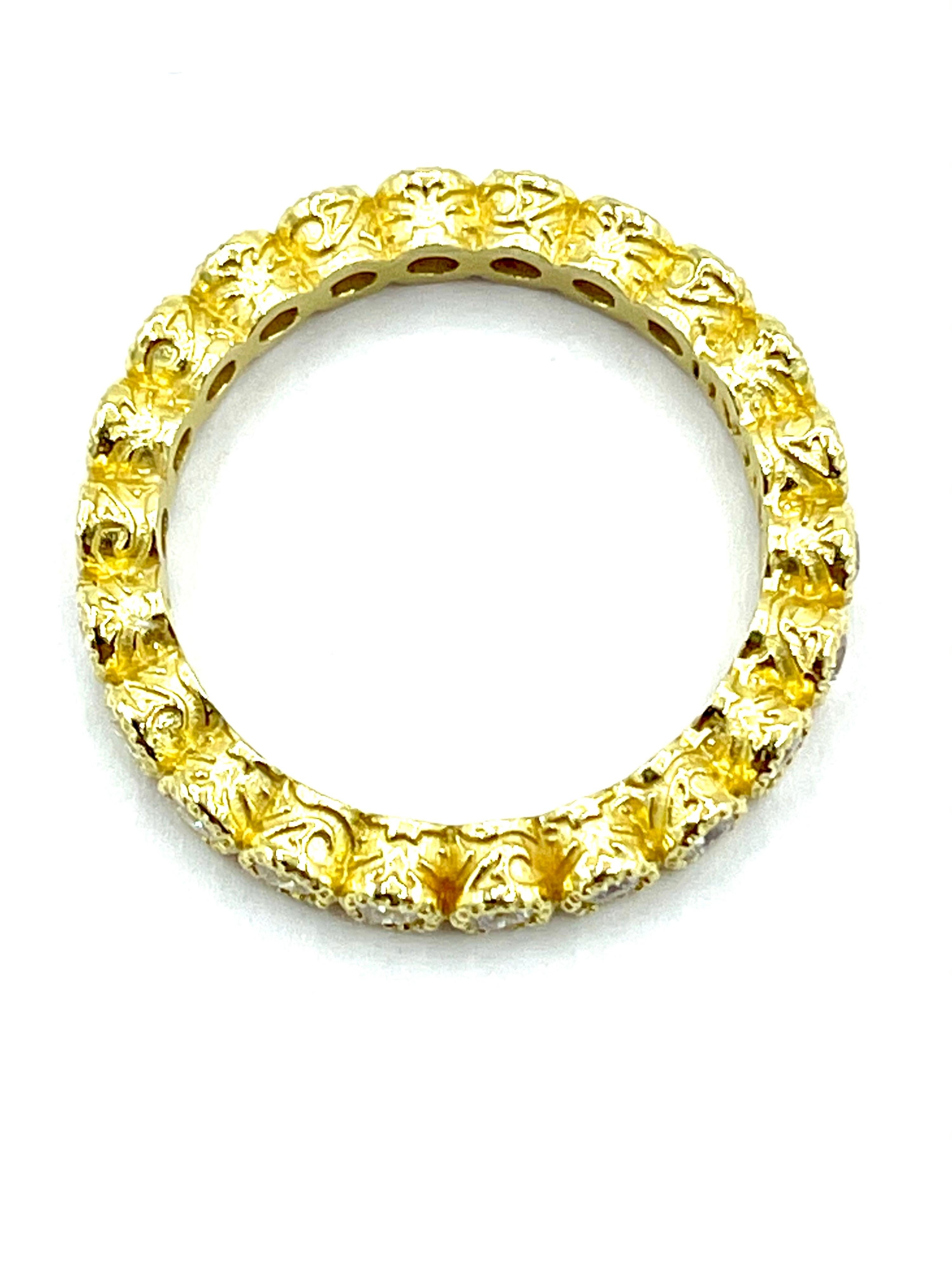 Modern Tanya Farah 0.65 Carat Bezel Set 18 Karat Yellow Gold Diamond Eternity Ring