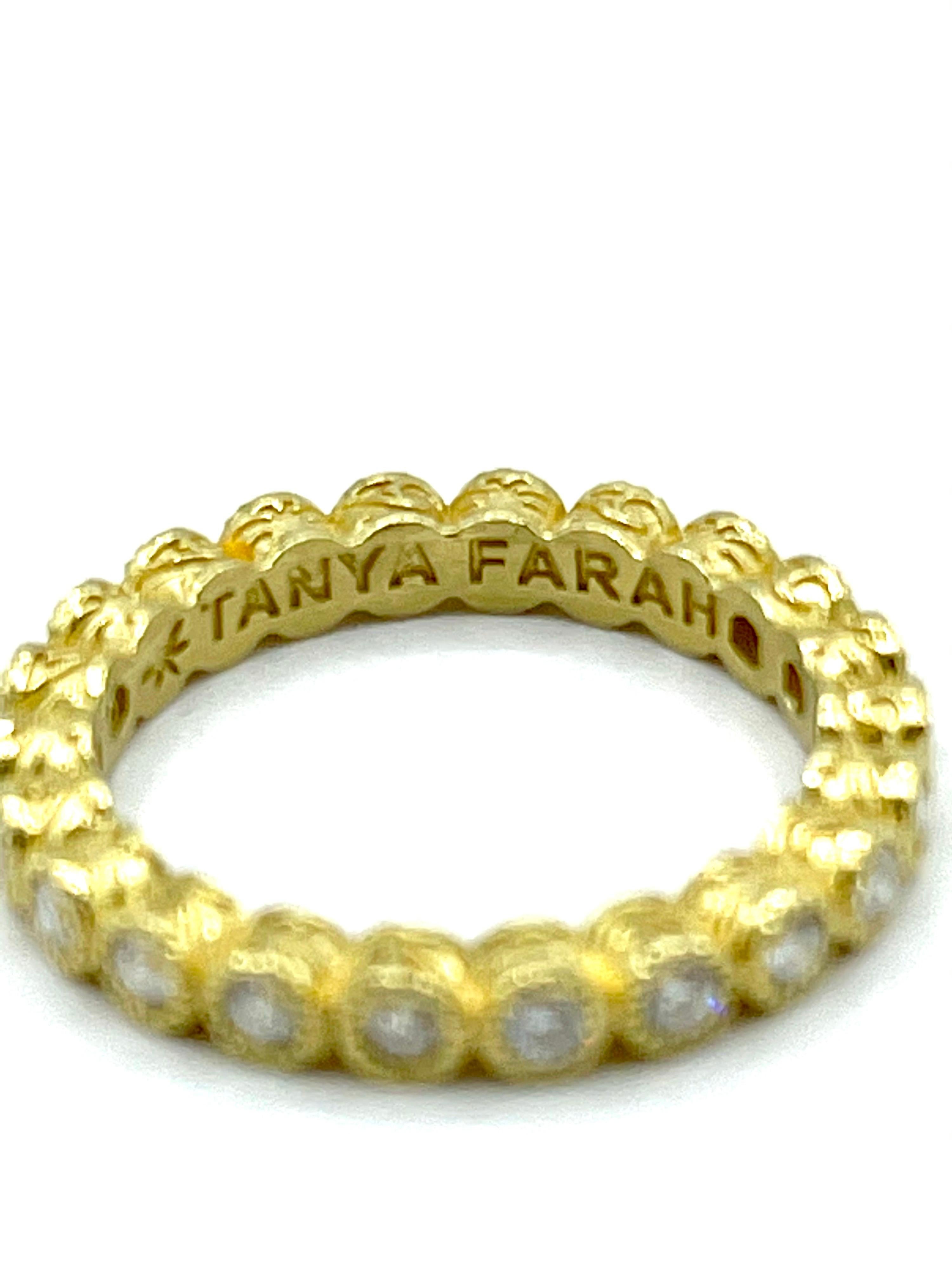 Round Cut Tanya Farah 0.65 Carat Bezel Set 18 Karat Yellow Gold Diamond Eternity Ring