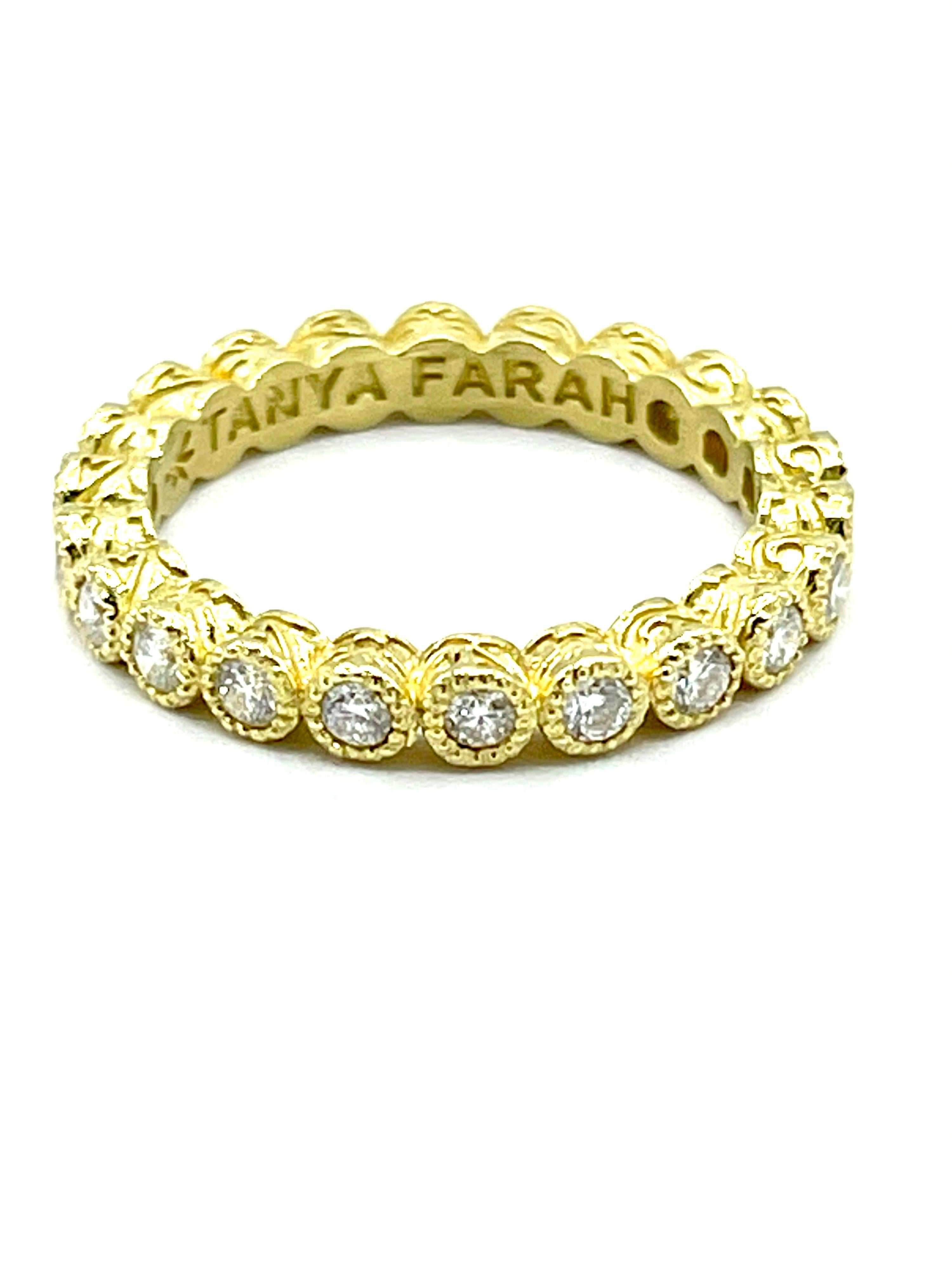 Tanya Farah 0.65 Carat Bezel Set 18 Karat Yellow Gold Diamond Eternity Ring In Excellent Condition In Chevy Chase, MD
