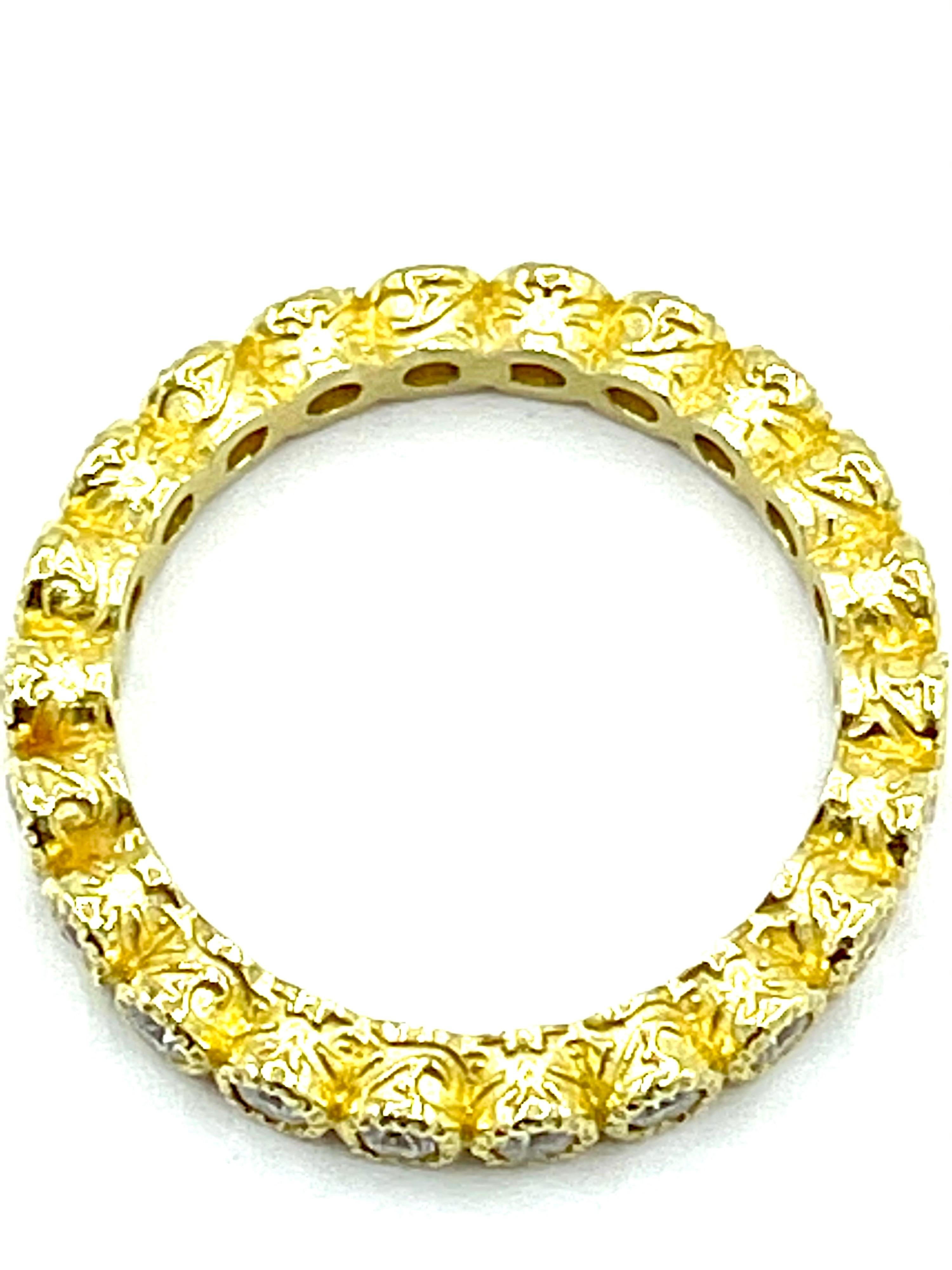Women's or Men's Tanya Farah 0.65 Carat Bezel Set 18 Karat Yellow Gold Diamond Eternity Ring