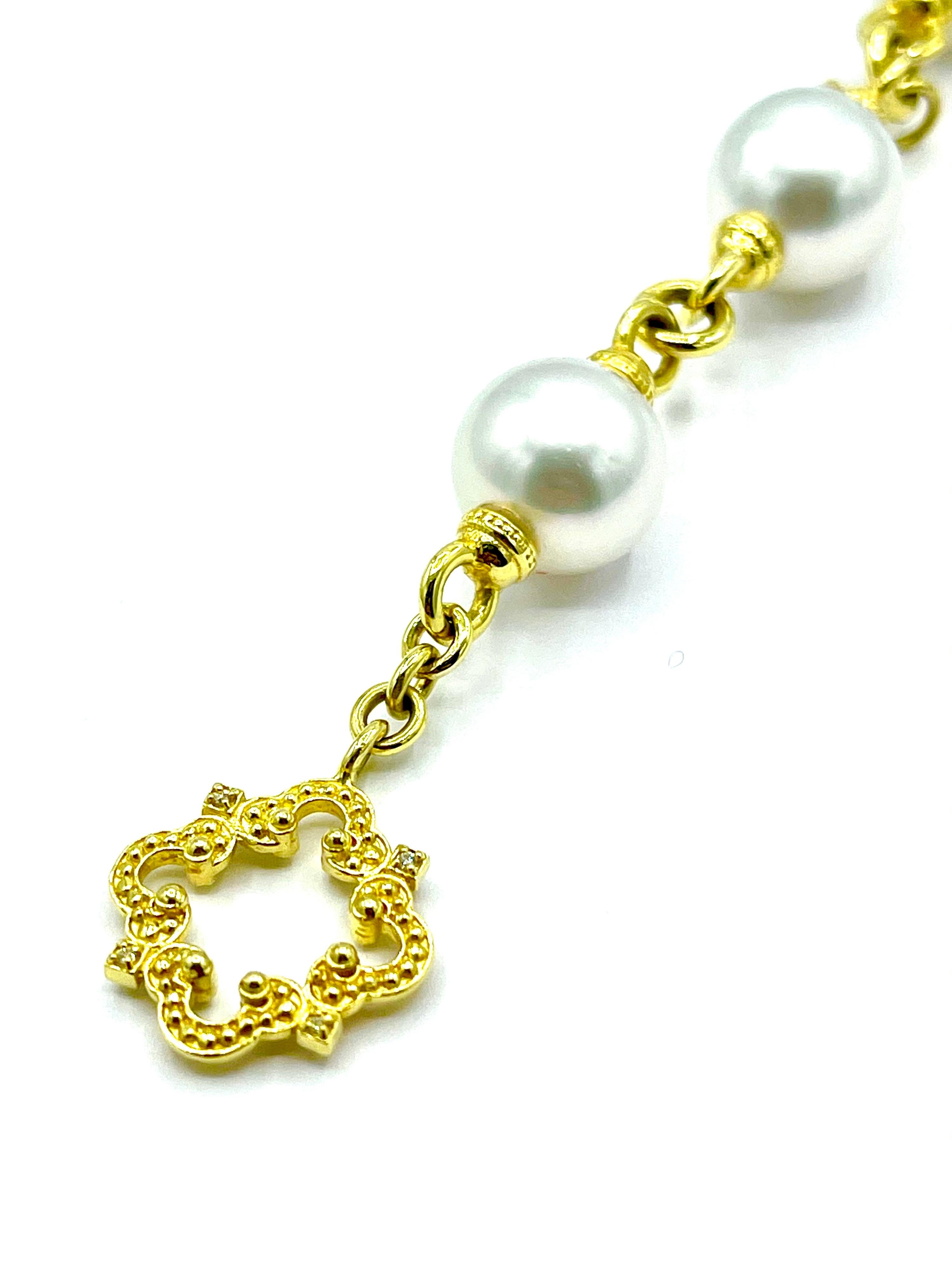 Modern Tanya Farah Cultured Pearl 18 Karat Yellow Gold Bracelet with Toggle