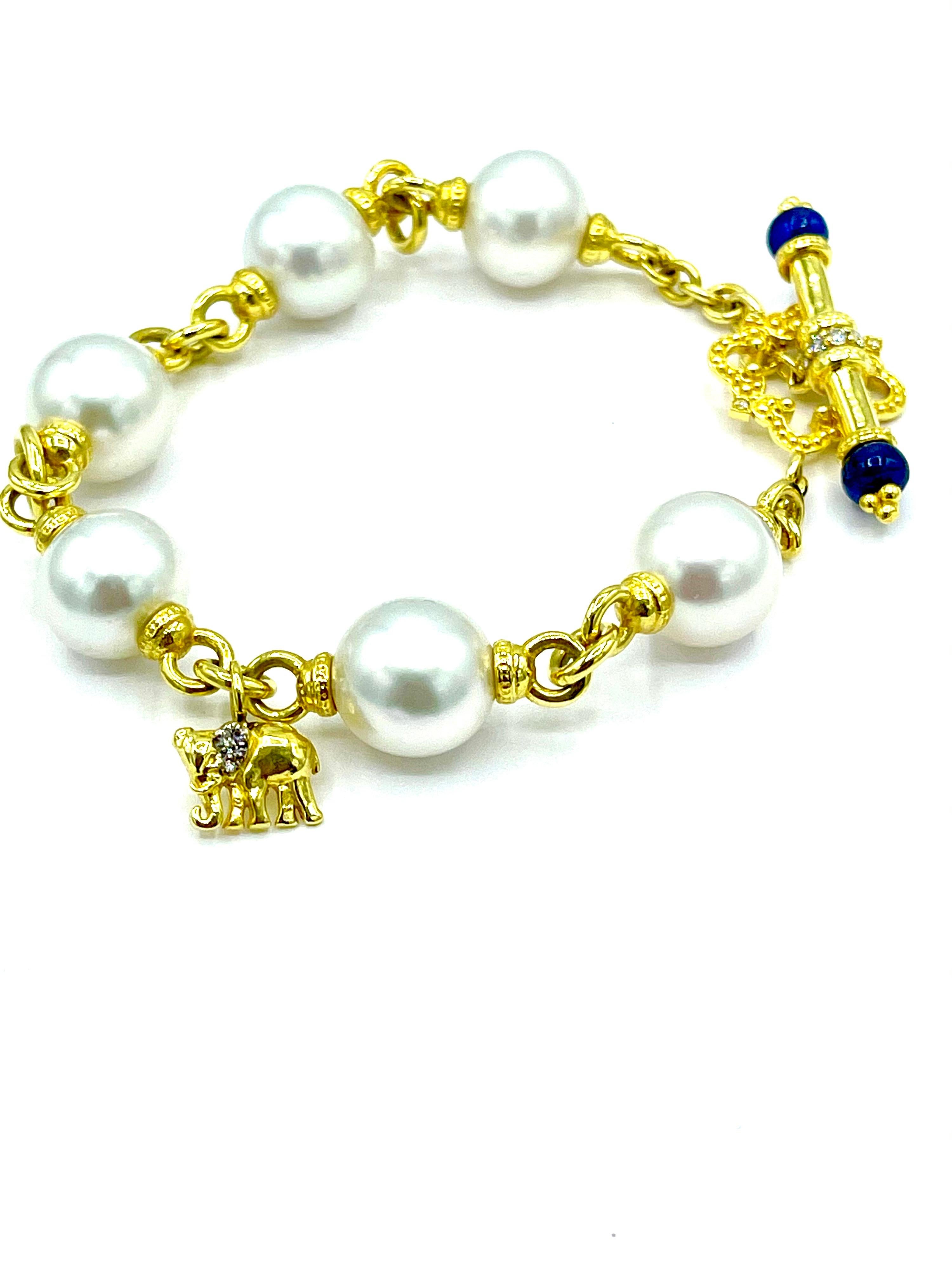 Tanya Farah Cultured Pearl 18 Karat Yellow Gold Bracelet with Toggle In Excellent Condition In Chevy Chase, MD