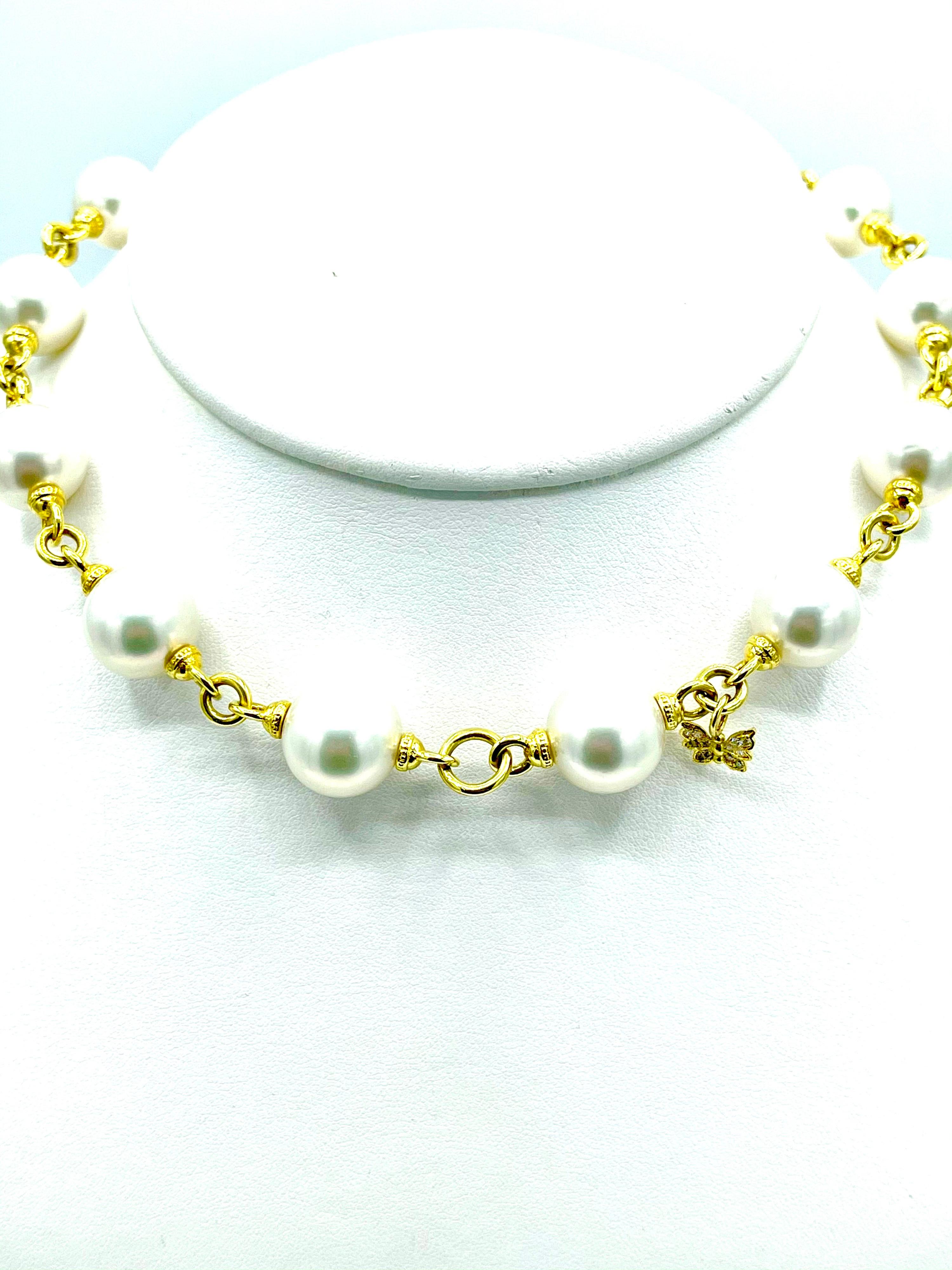 Tanya Farah Cultured Pearl 18 Karat Yellow Gold Necklace In Excellent Condition In Chevy Chase, MD