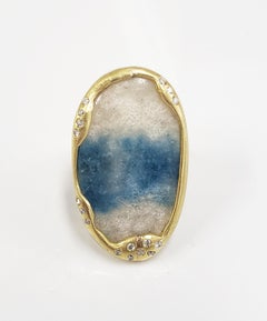 Tanya Farah 18K Quartz Diamond Encrusted Cocktail Ring