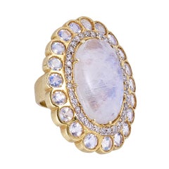 Tanya Farah Marie Antoinette Moonstone and Diamond Cocktail Ring