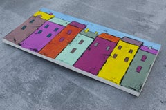 Bunte Häuser, Gemälde, Acryl auf Leinwand
