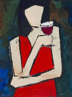 Glass of Wine, Painting, Oil on Canvas