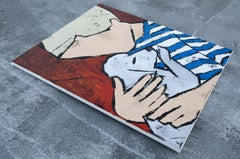 Der Junge mit Mohn, Gemälde, Öl auf Glas