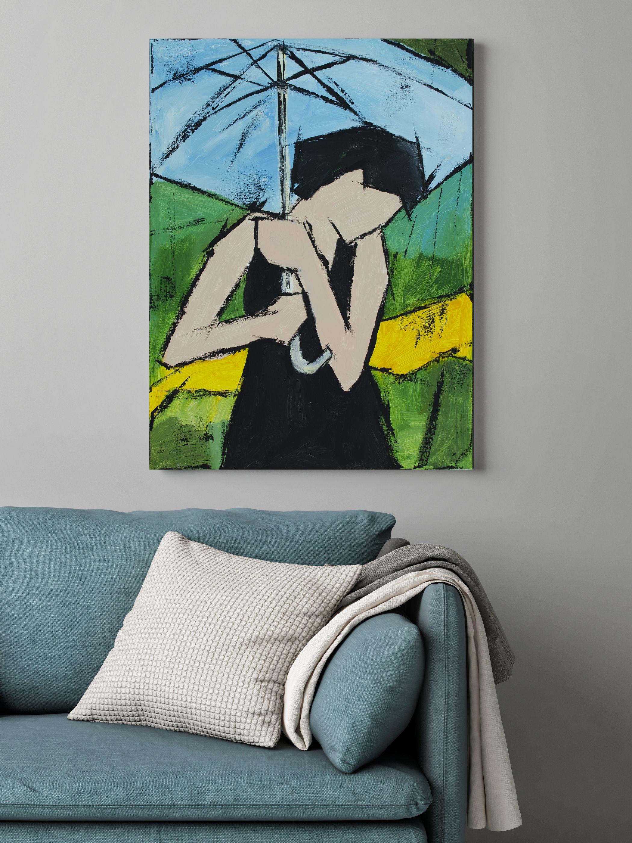 Pioggia d'estate, Pittura, Olio su tela in vendita 1