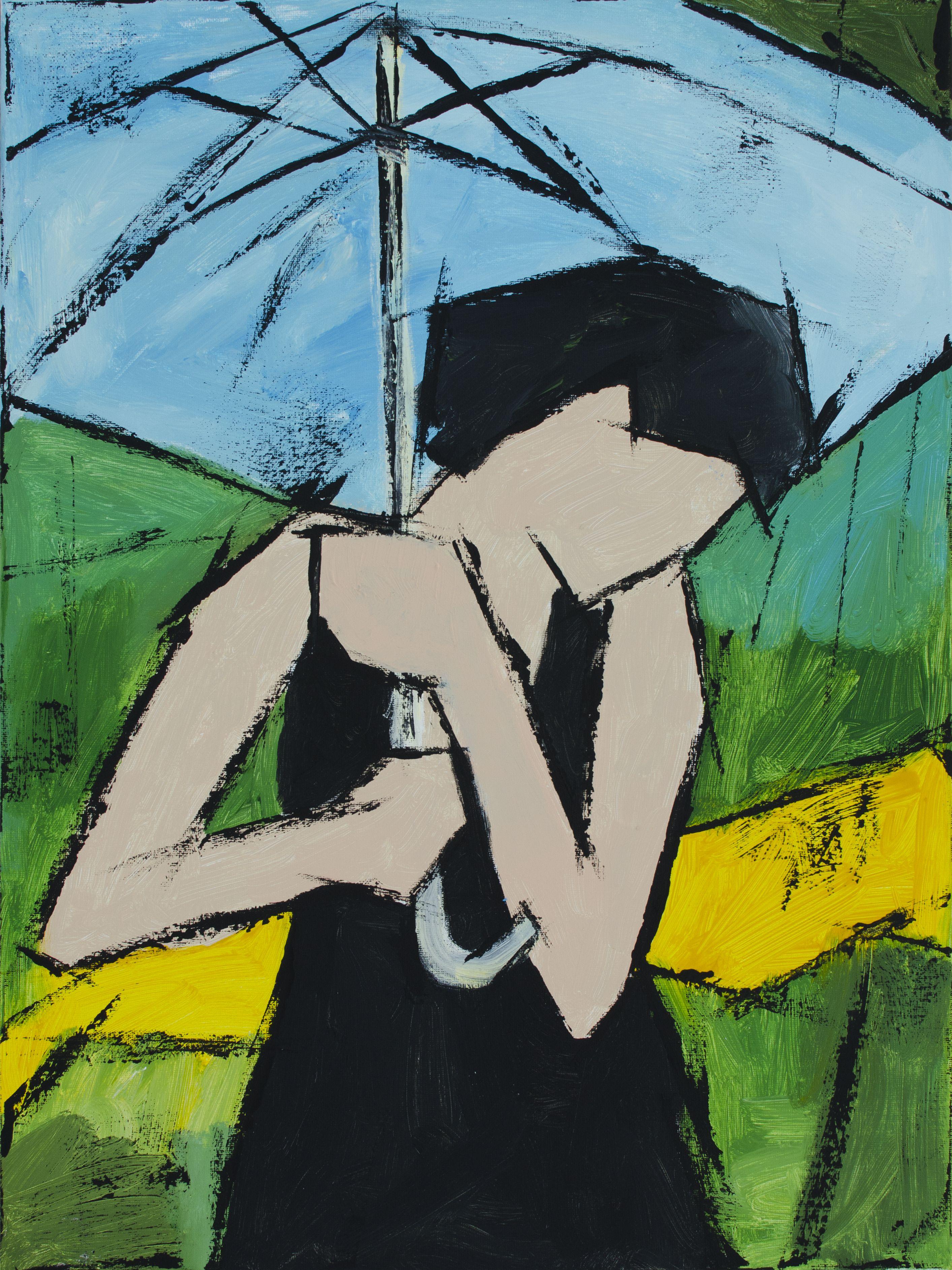Pioggia d'estate, Pittura, Olio su tela - Painting di Tanya Grabkova