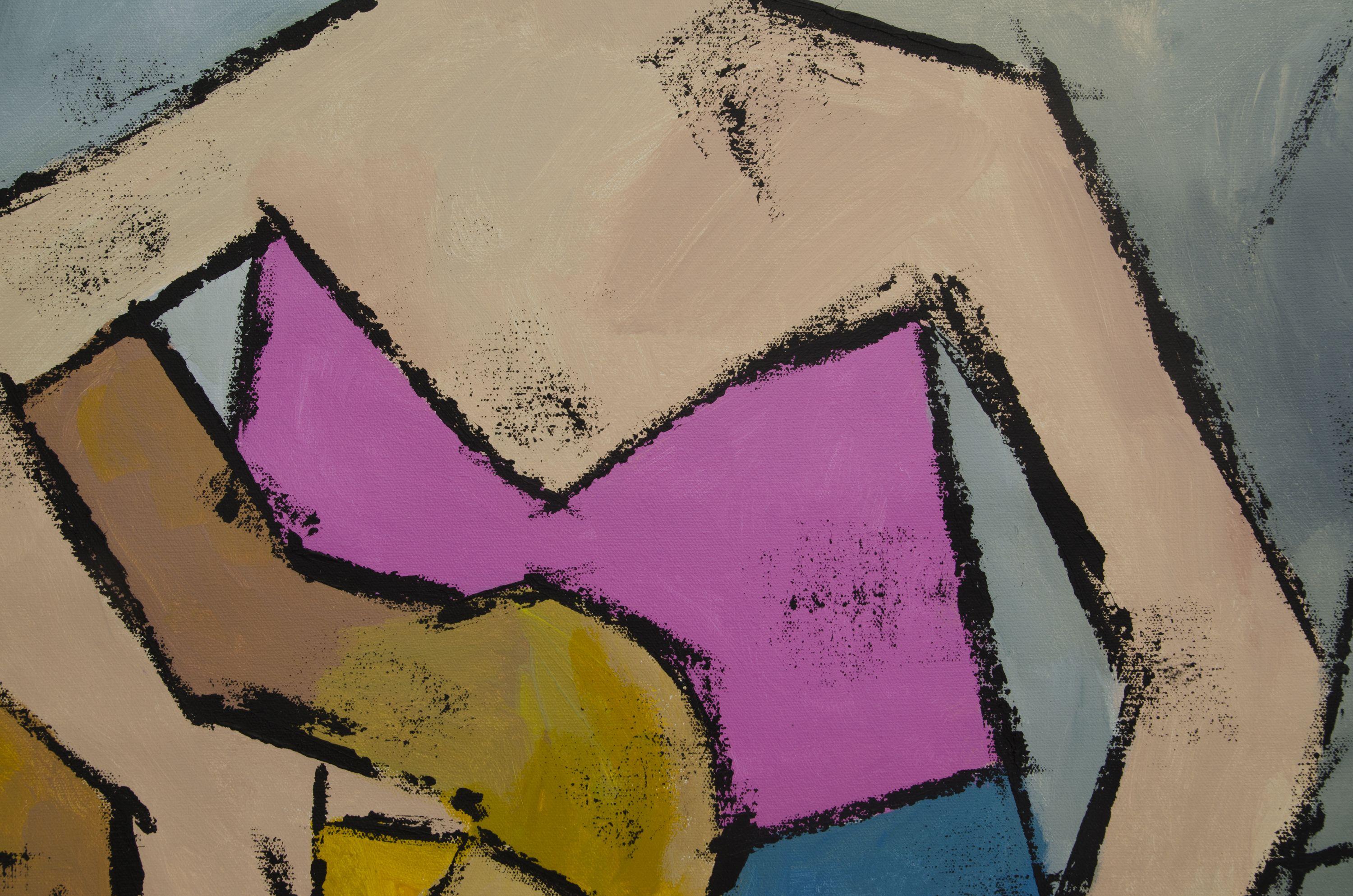 Questo quadro originale a olio e acrilico ΓÇ£Donna con chitarraΓÇ¥ è stato dipinto da Picasso.  :: Pittura :: Moderna :: Questo pezzo viene fornito con un certificato ufficiale di autenticità firmato dall'artista :: Pronto da appendere: No ::