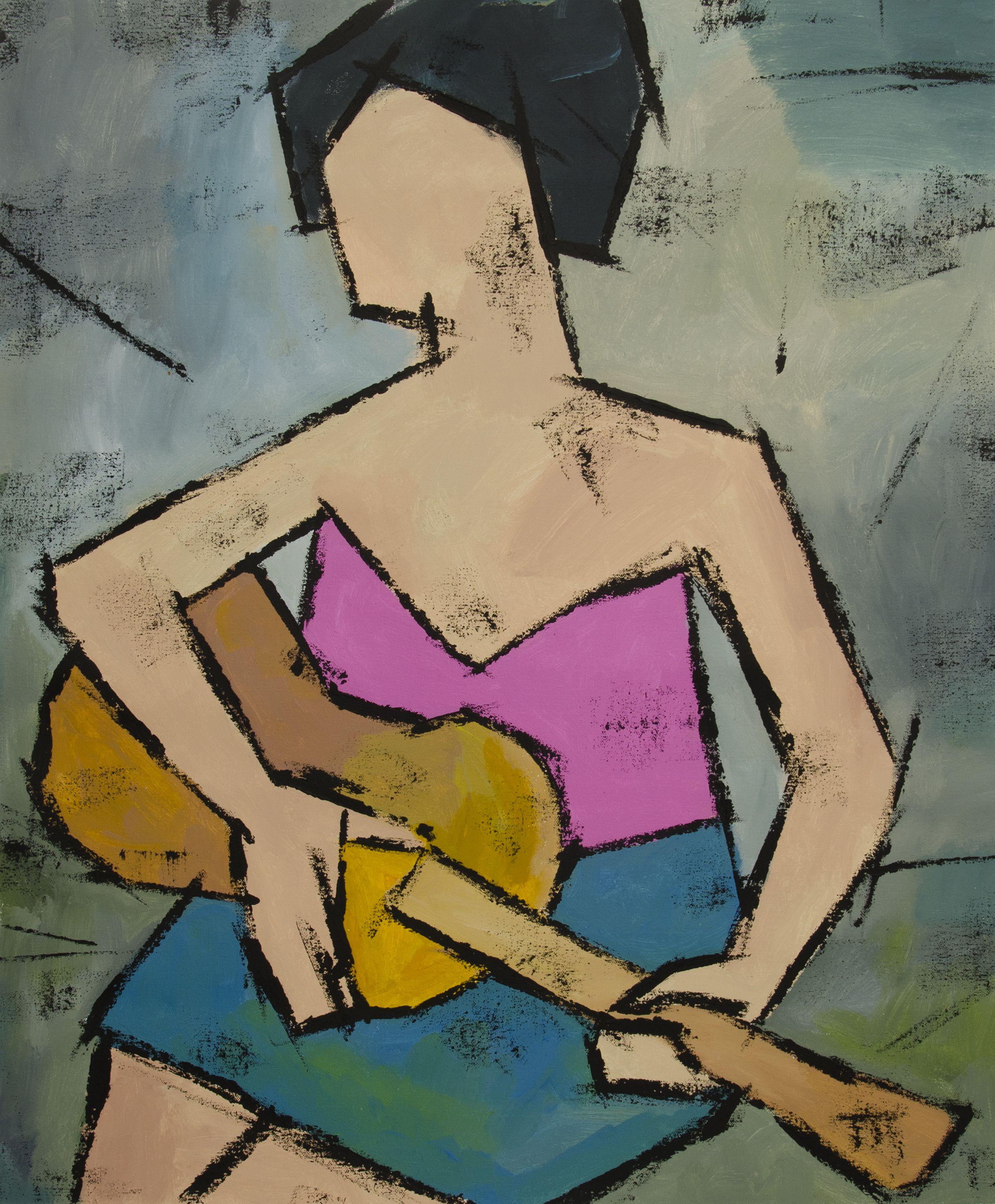 Donna con chitarra, Pittura, Olio su tela - Painting di Tanya Grabkova