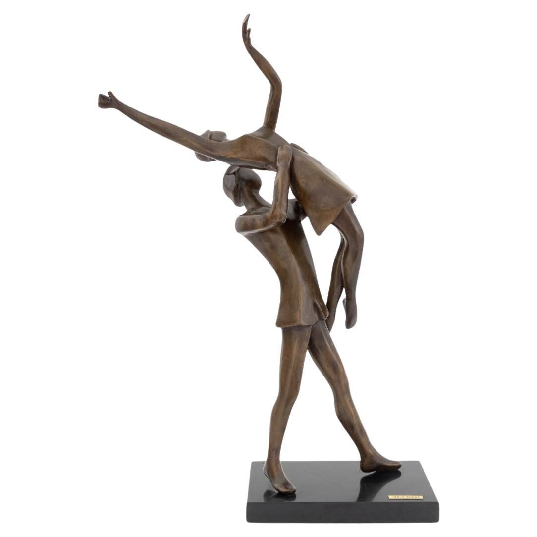 Tanya Poust Patinated Bronze Dancing Couple Sculpture, Post-Modern