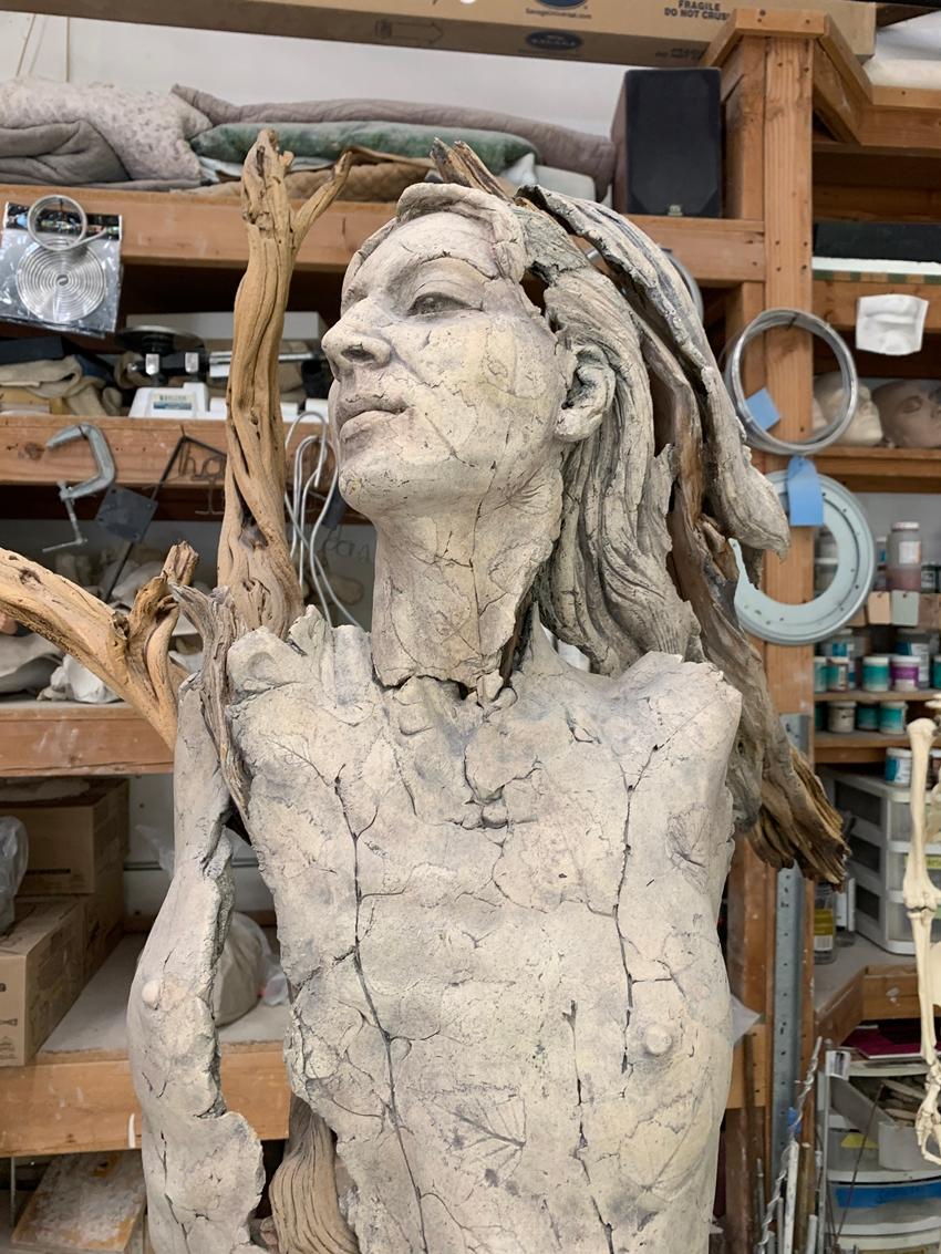 Church of Trees

2019

Ceramic clay, stone, found wood, India ink, underglaze, birch and sycamore leaves, raw pigments

Measures: 81 x 44 x 30 inches

From the HARD WISDOM work.

This piece is 1/1.

Hard Wisdom which has her reflecting,