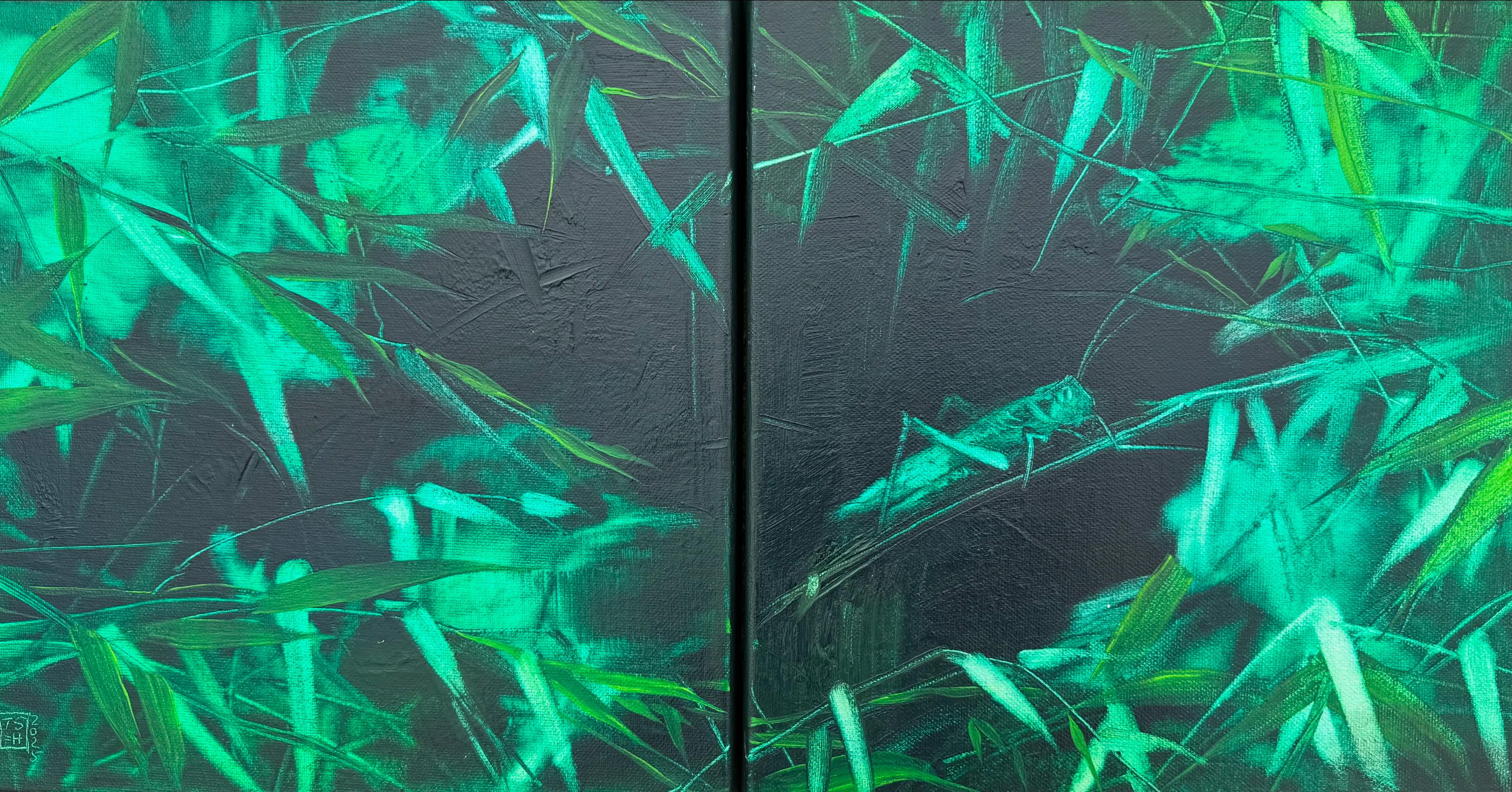 Tanya Shymko Landscape Painting - "Grasshopper. Diptych"