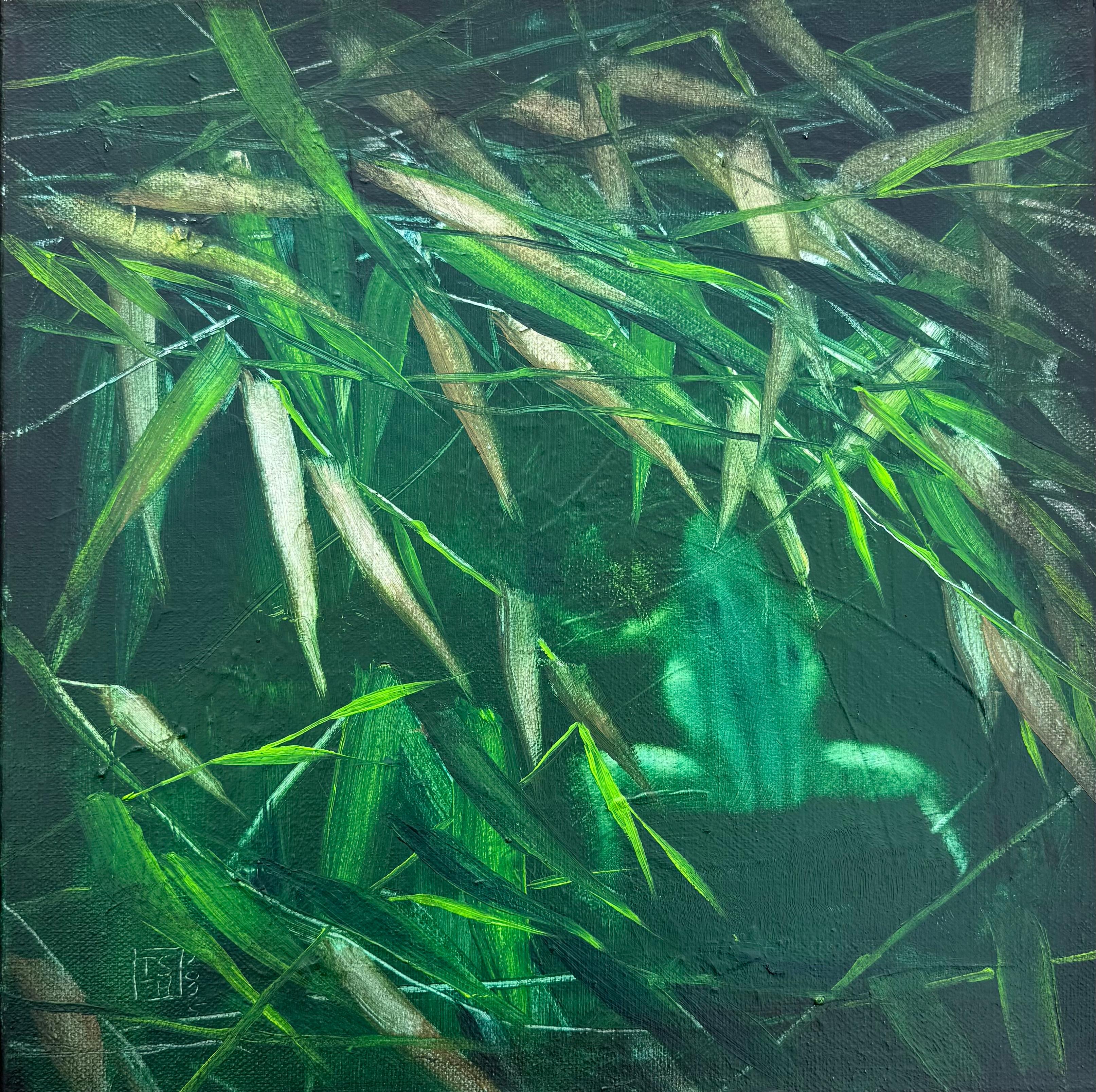 Tanya Shymko Landscape Painting - "Hidden frog"