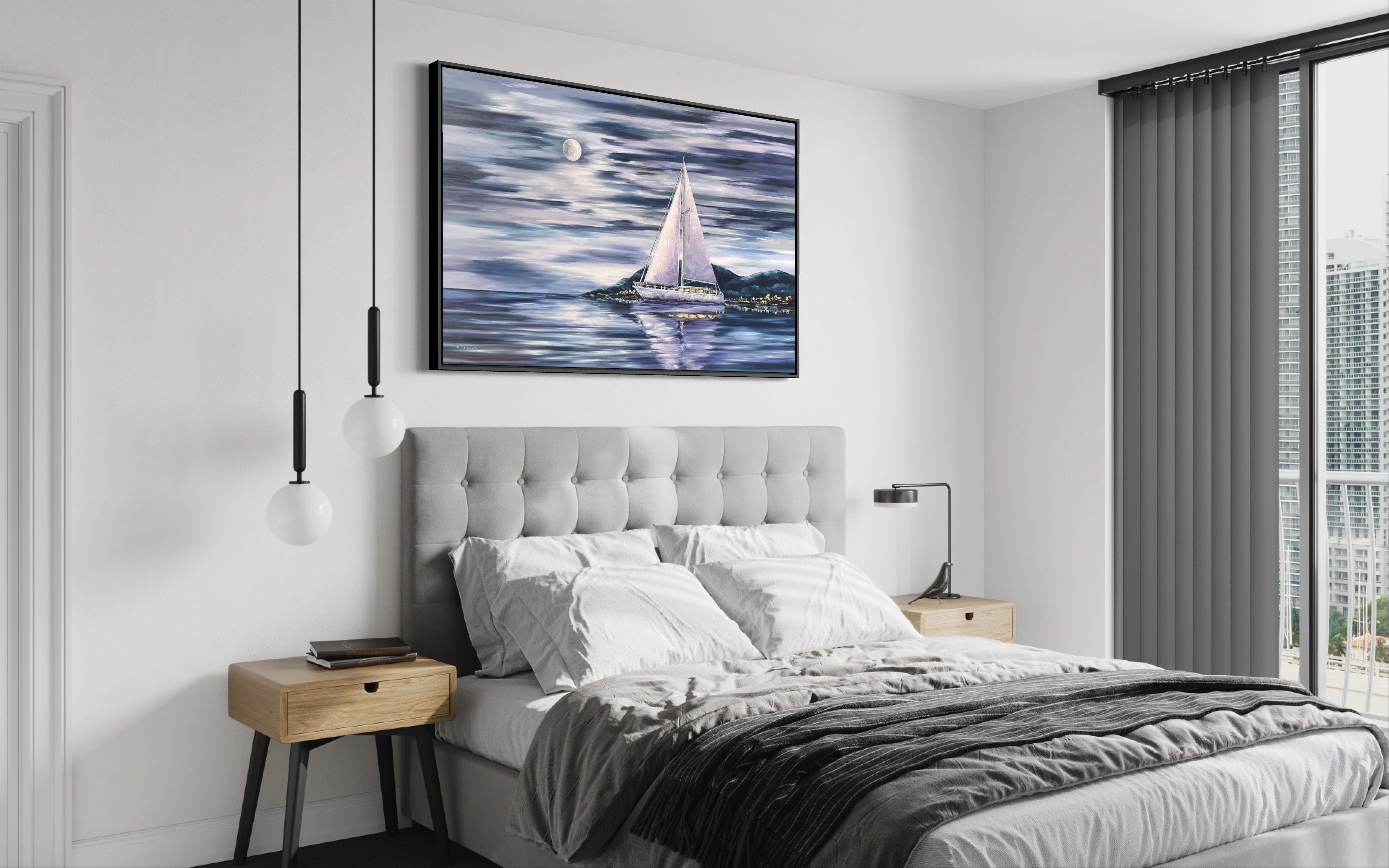 Mondsegelboot, Gemälde, Öl auf Leinwand (Impressionismus), Painting, von Tanya Stefanovich