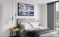 Mondsegelboot, Gemälde, Öl auf Leinwand