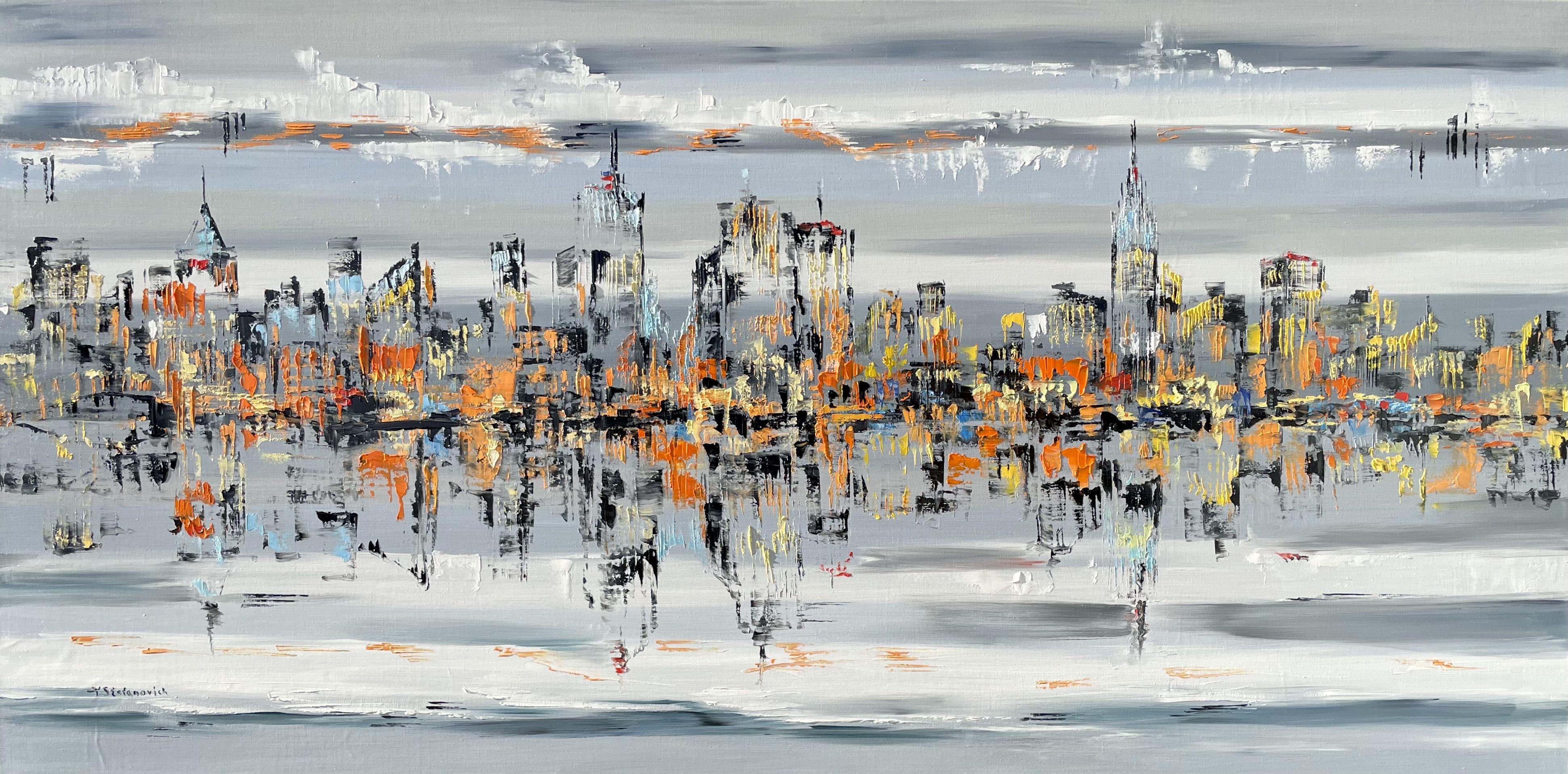 Tanya Stefanovich Abstract Painting - New York, Painting, Oil on Canvas