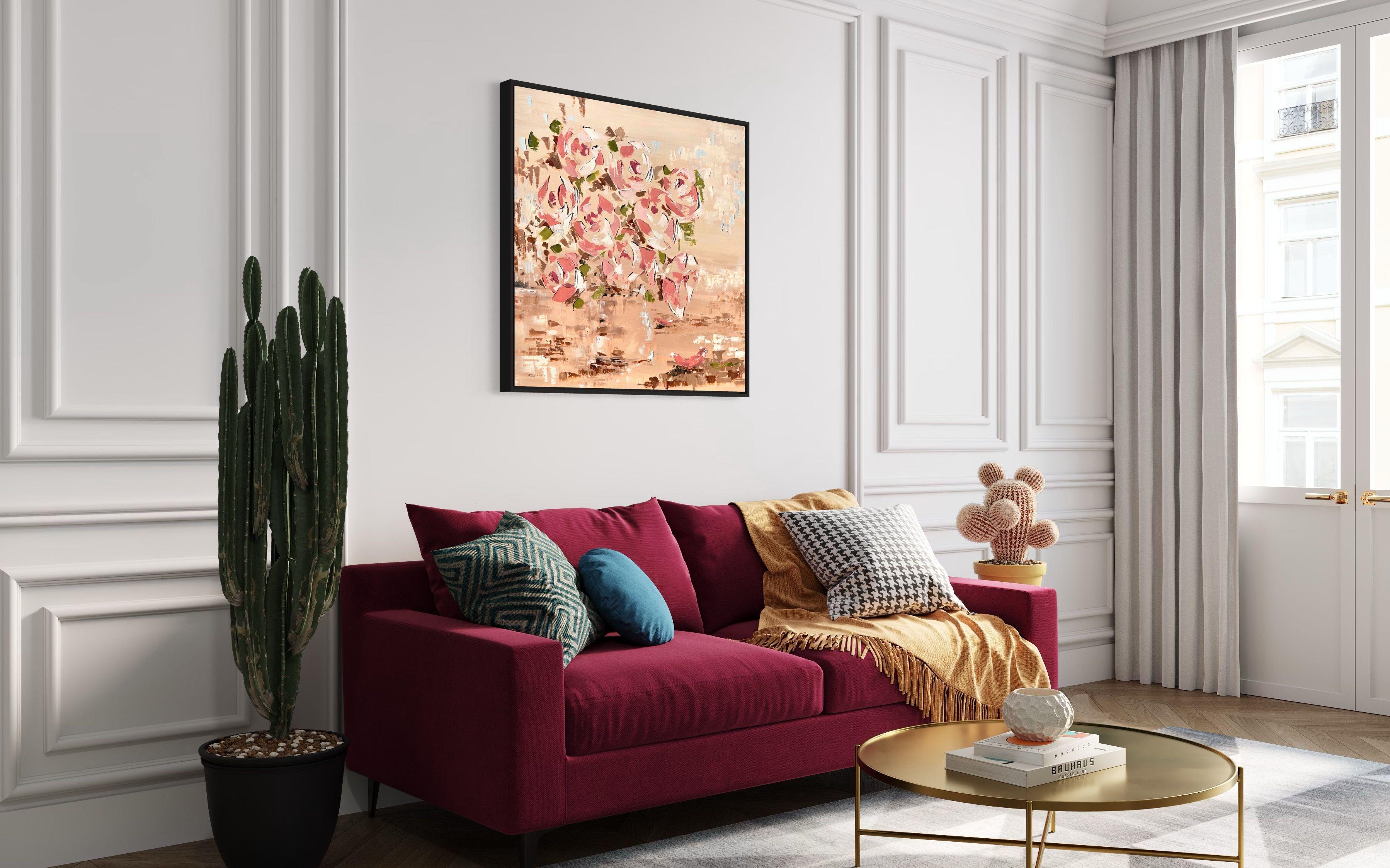 Rose astratte, Pittura, Olio su tela - Abstract Painting Beige di Tanya Stefanovich