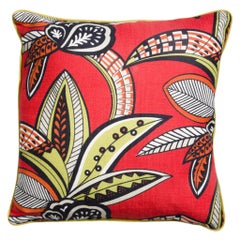 Tanzania Multicolored Orange Red and Yellow Floral Linen Cushion