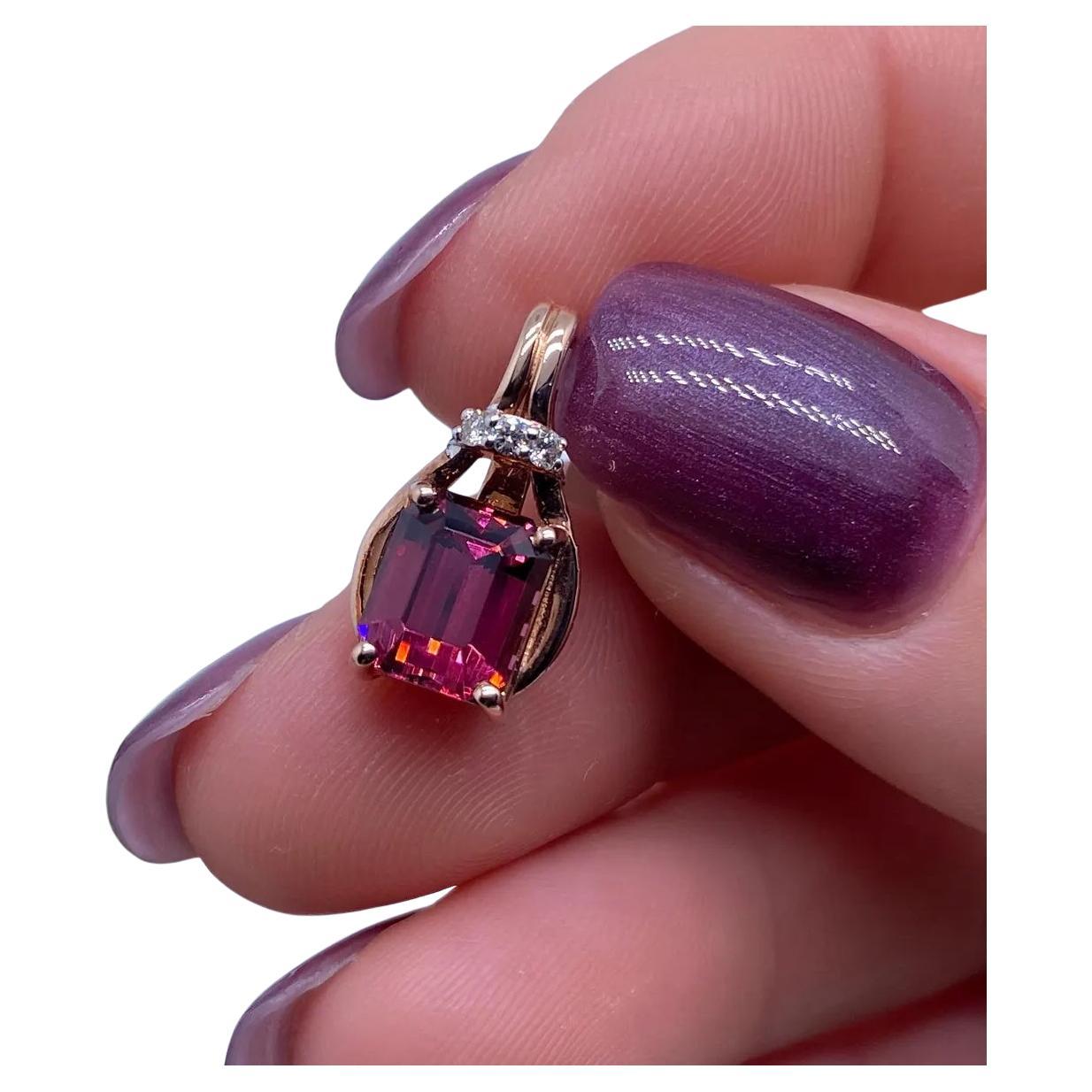 Tanzanian Garnet Pendant 14K Rose Gold and Diamonds
