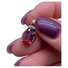 Tanzanian Garnet Pendant 14K Rose Gold and Diamonds