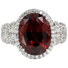 Tanzanian Malaya Garnet and Diamond Ring in Platinum